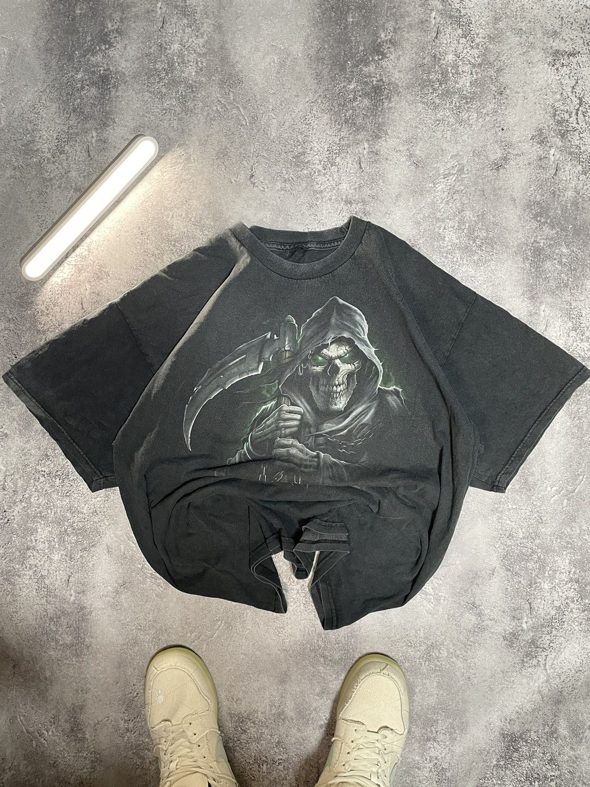 basketcase gallery VTG Y2K FADE Mallgoth Grunge Grim Reaper Skull TEE SIZE L Size US L / EU 52-54 / 3 - 1 Thumbnail