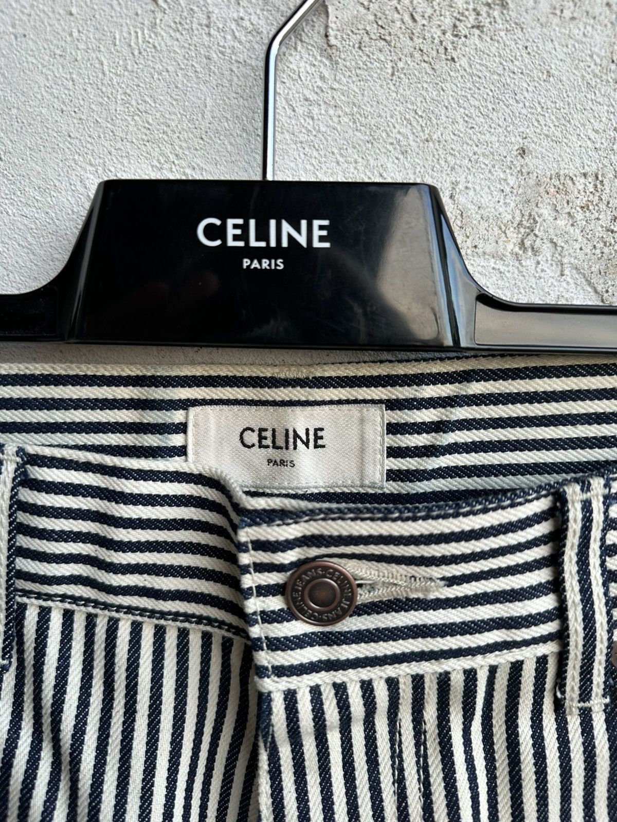 Celine [30fits31] Celine hickory striped flared jeans Size US 31 - 4 Thumbnail