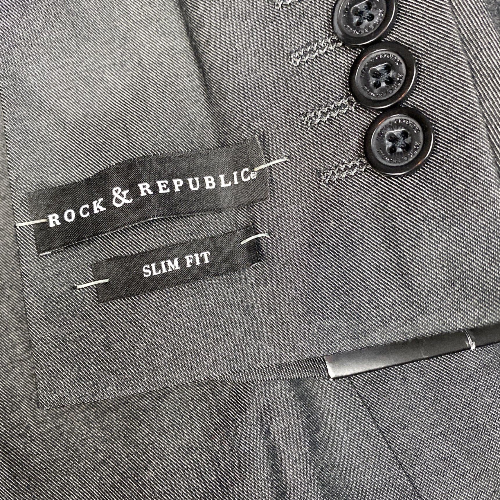 Vintage Rock & Republic Blazer Jacket Sport Coat 40R Mens Gray NEW Size 40R - 3 Thumbnail