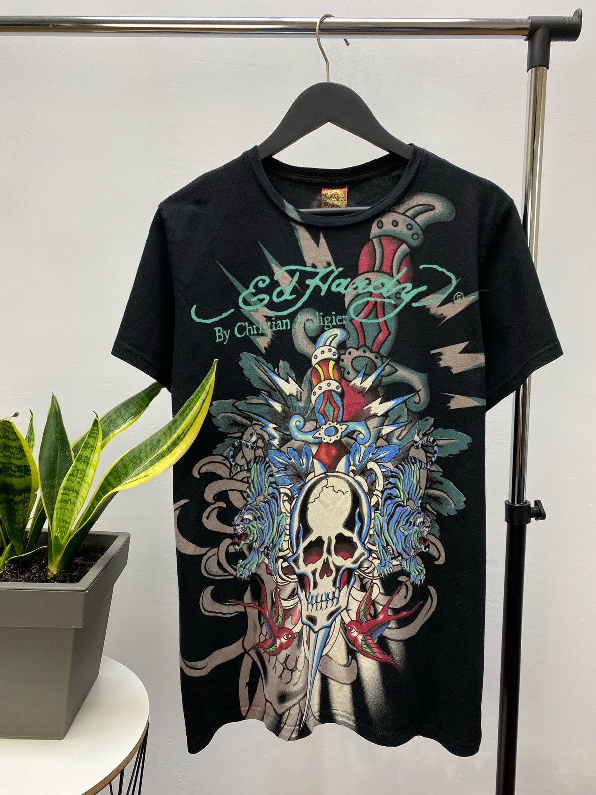 Christian Audigier Christian Audigier Crazy Y2K Ed Hardy Skull T-Shirt Vintage Size US L / EU 52-54 / 3 - 1 Thumbnail