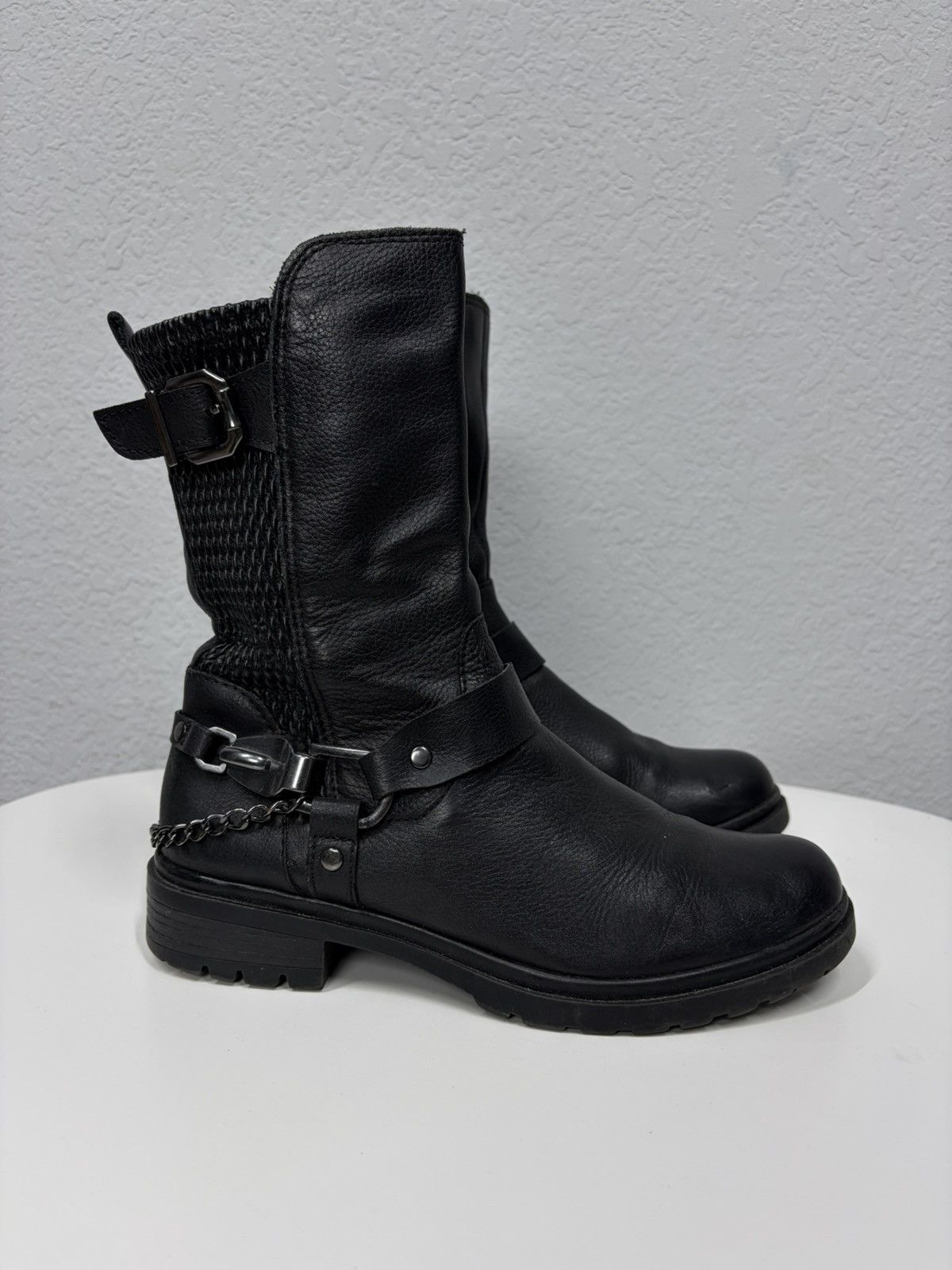 If Six Was Nine AS 98 Vibe Artisan Black Leather Side Zip Ankle Biker Boots Size US 7 / EU 40 - 9 Thumbnail