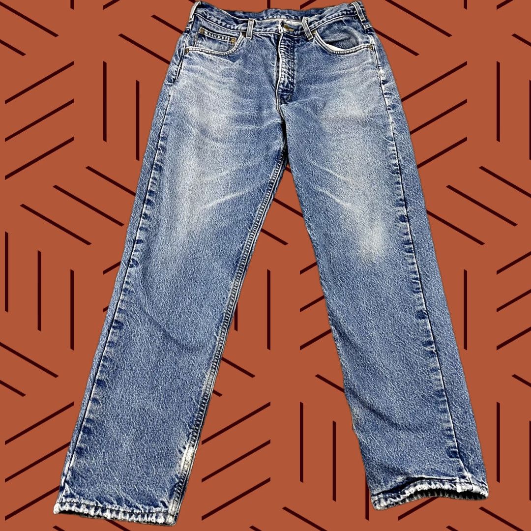 Carhartt Carhartt Jeans Denim Straight 34 x 32 Regular Mens Blue Mid Wash 2006 Vintage-Style Workwear Flannel Lined Felted Denim (5-Pocket) Aged Look Size US 34 / EU 50 - 1 Thumbnail