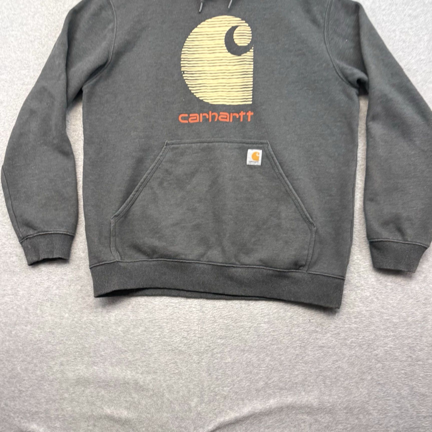 Carhartt Carhartt Hoodie Mens Large Gray Regular Pullover Hooded Logo Workwear Distressed 90s Grunge Rain Defender Big Logo C Size US L / EU 52-54 / 3 - 2 Thumbnail