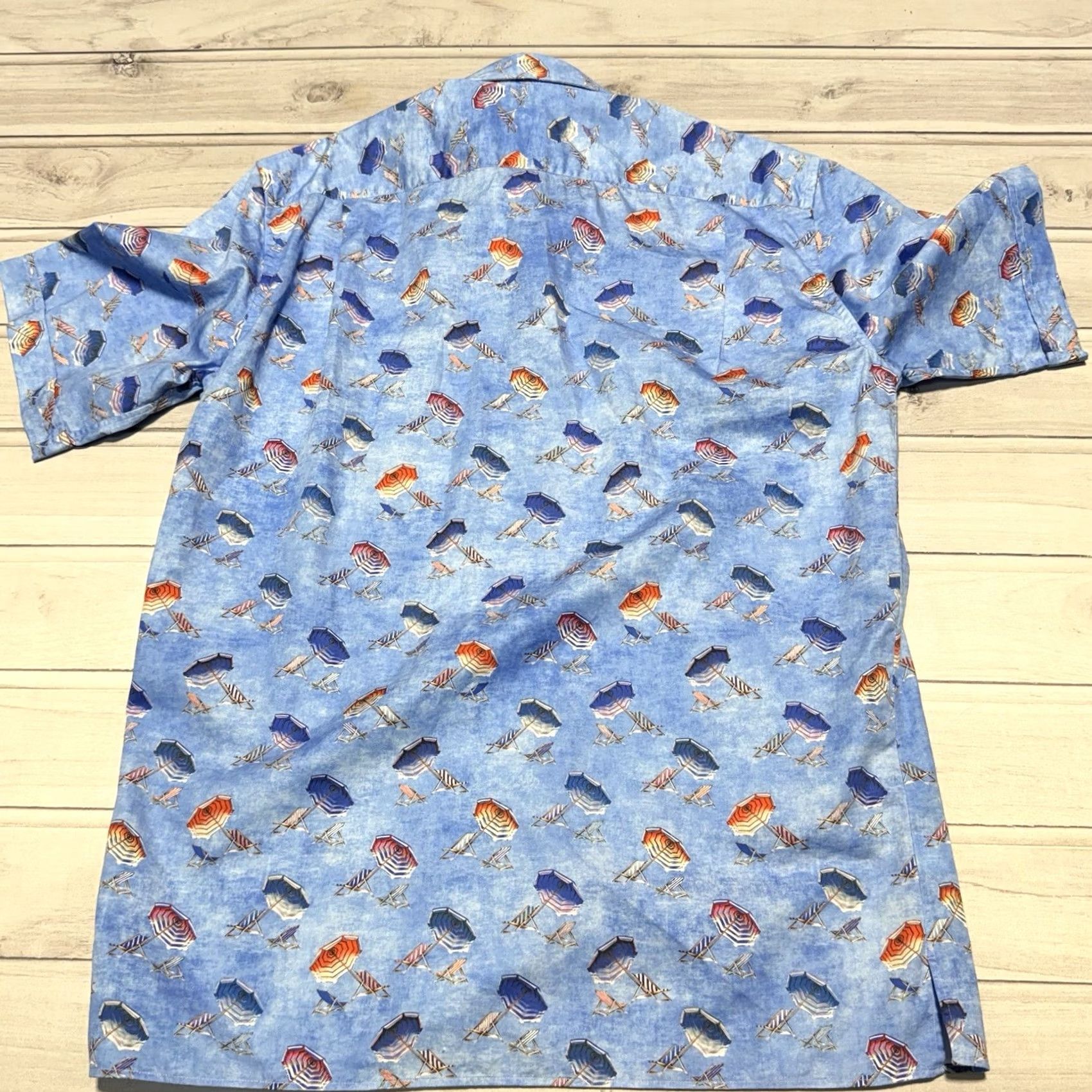 Vintage Solemare Shirt Mens M Blue Beach Umbrella All Over Print Italy Front Pockets Button-Up Collared Short Sleeve Graphic Print N/A Size US M / EU 48-50 / 2 - 4 Thumbnail
