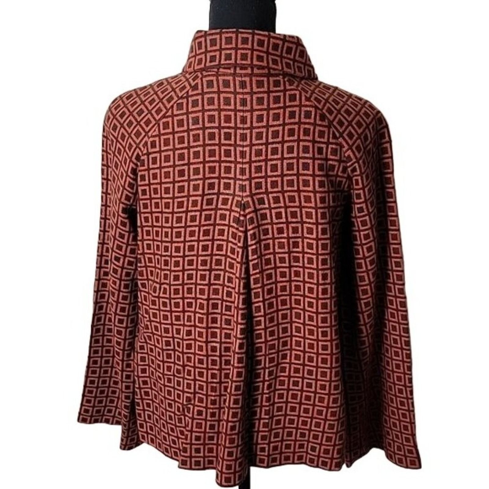 Vintage Adrienne Vittadini Womens Retro Print Wool Blend Cape Jacket Size S / US 4 / IT 40 - 8 Thumbnail