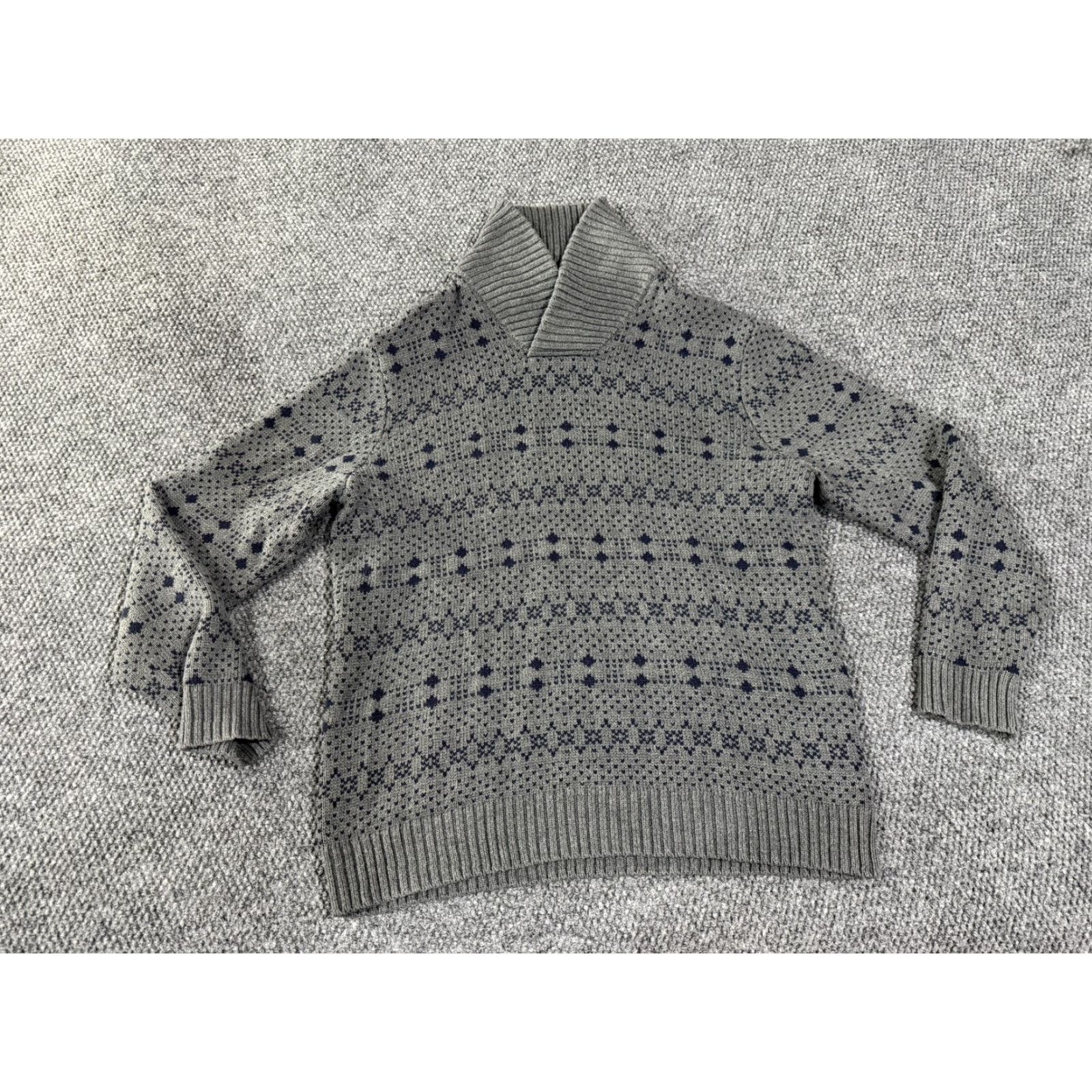 Levi's Levi's Mens XL Gray Fair Isle Pattern Shawl Collar Pullover Knit Winter Sweater Size US XL / EU 56 / 4 - 2 Thumbnail