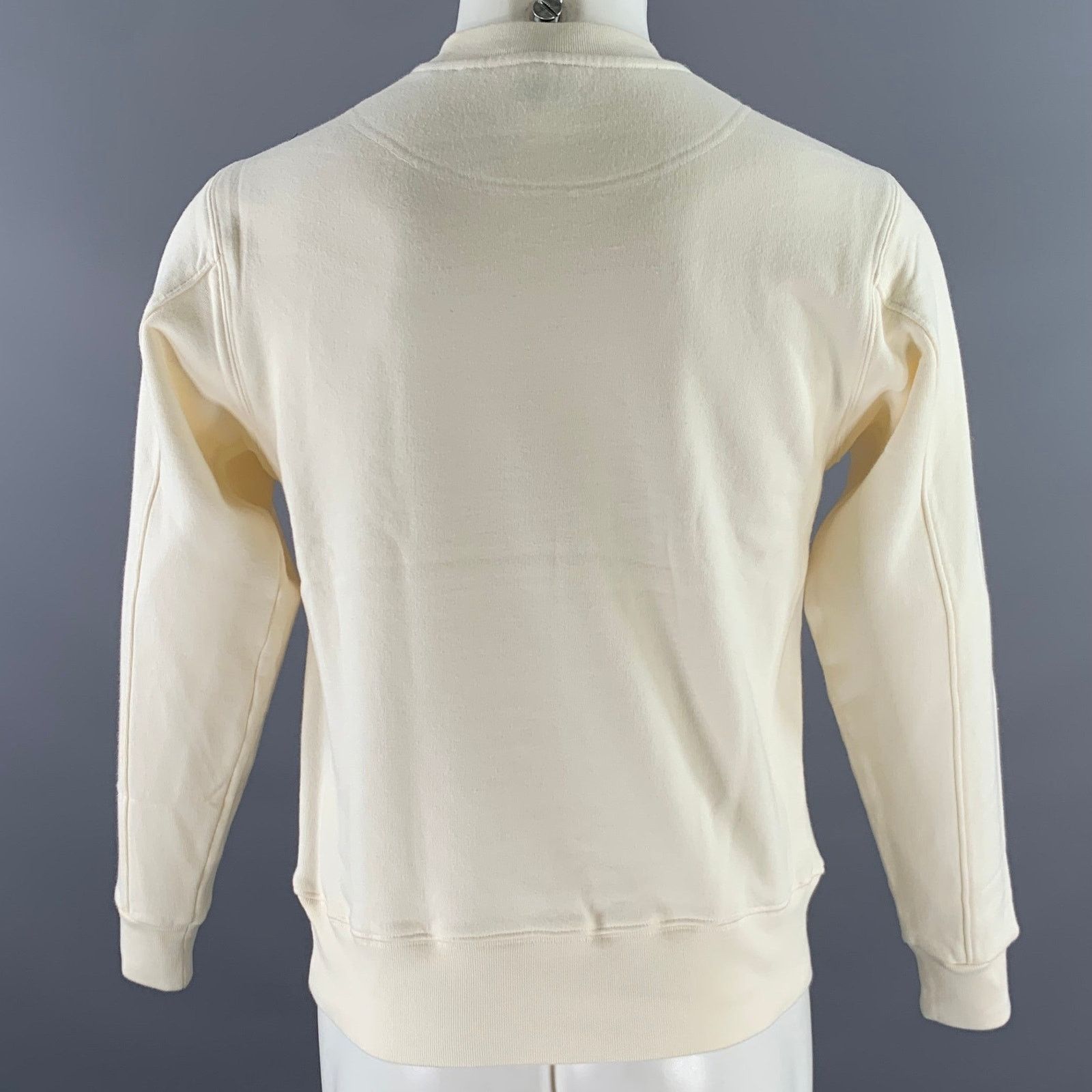 AYR AYR Size XS Cream Solid Cotton Crew-Neck Sweatshirt Size XS / US 0-2 / IT 36-38 - 3 Thumbnail