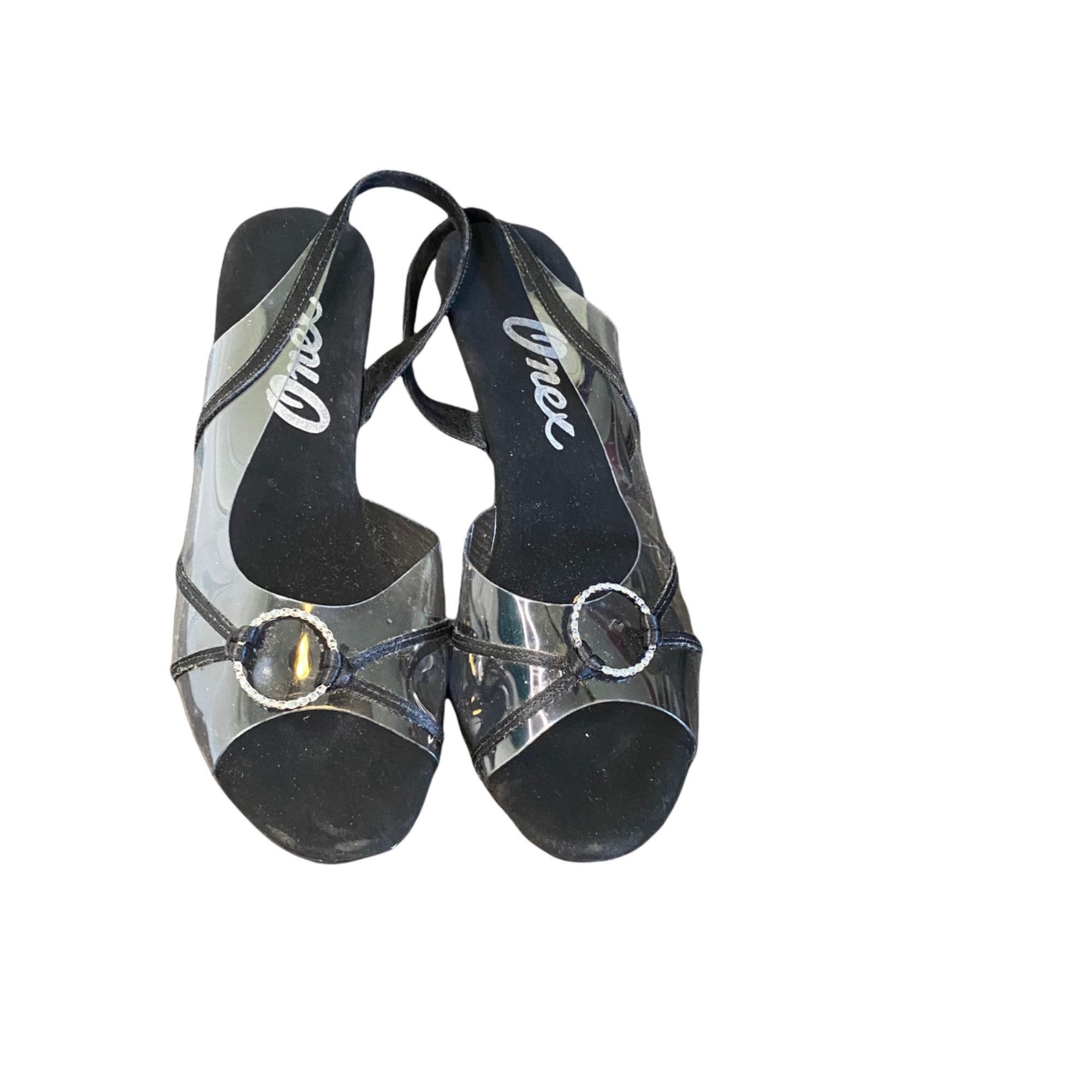 Vintage VINTAGE 70'S ONEX BLACK CLEAR AND LUCITE SLINGBACK HEEL SZ 7 Size US 7 / IT 37 - 1 Thumbnail