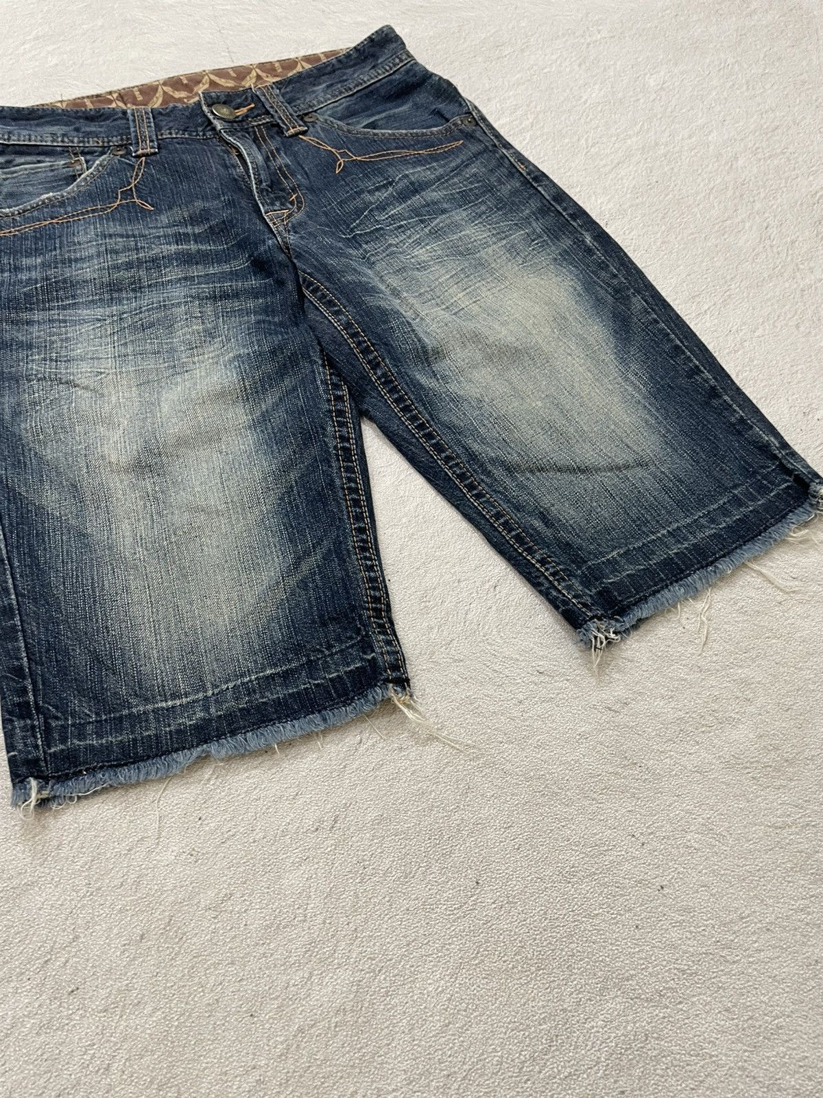 Japanese Brand 2000s Edwin Jorts Raw Denim Mudwash Ripped Jeans Y2K LGB Size US 29 - 3 Thumbnail