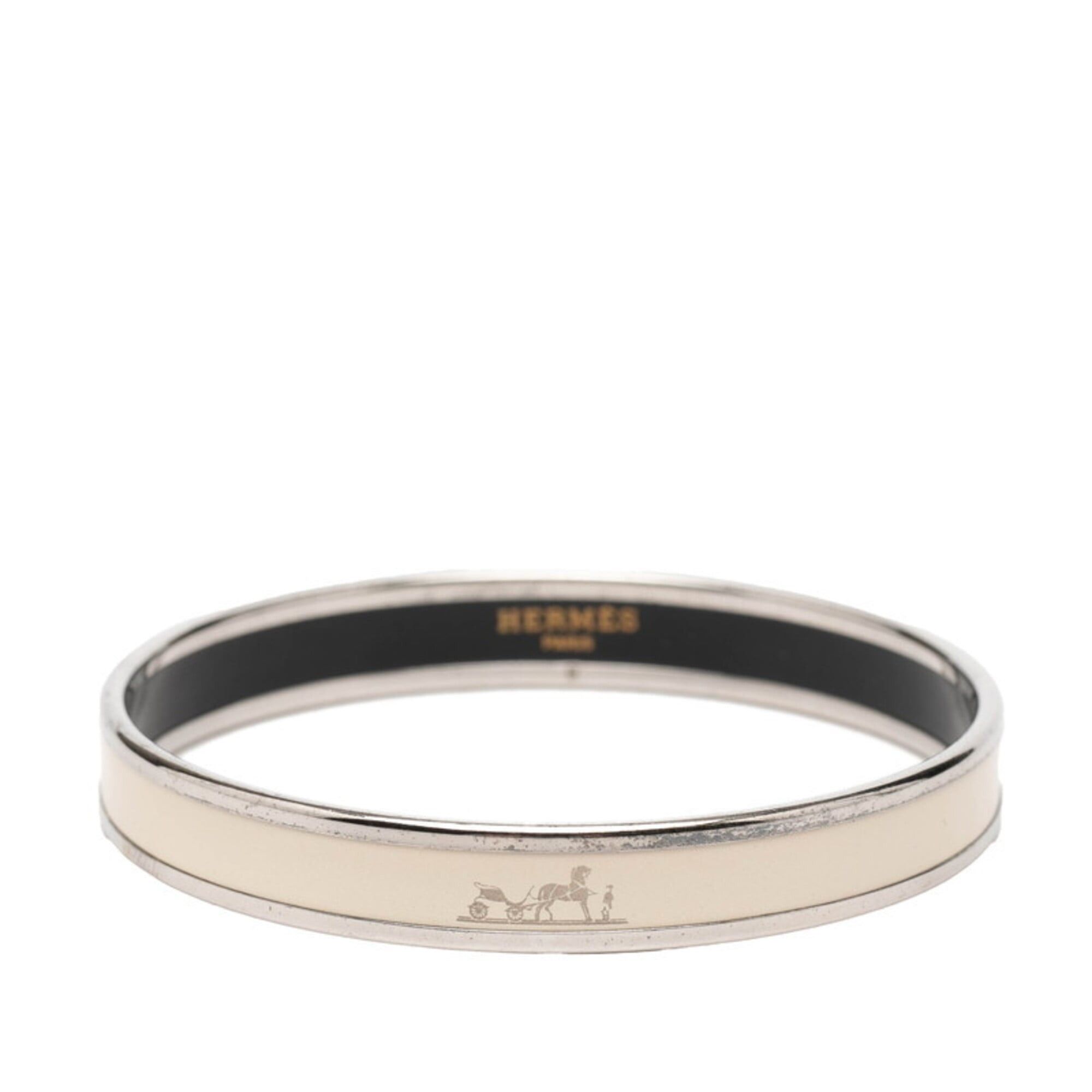 Hermes Hermes Email PM Calèche Carriage Logo Bangle Silver Ivory Metal Women's HERMES Size ONE SIZE - 1 Thumbnail