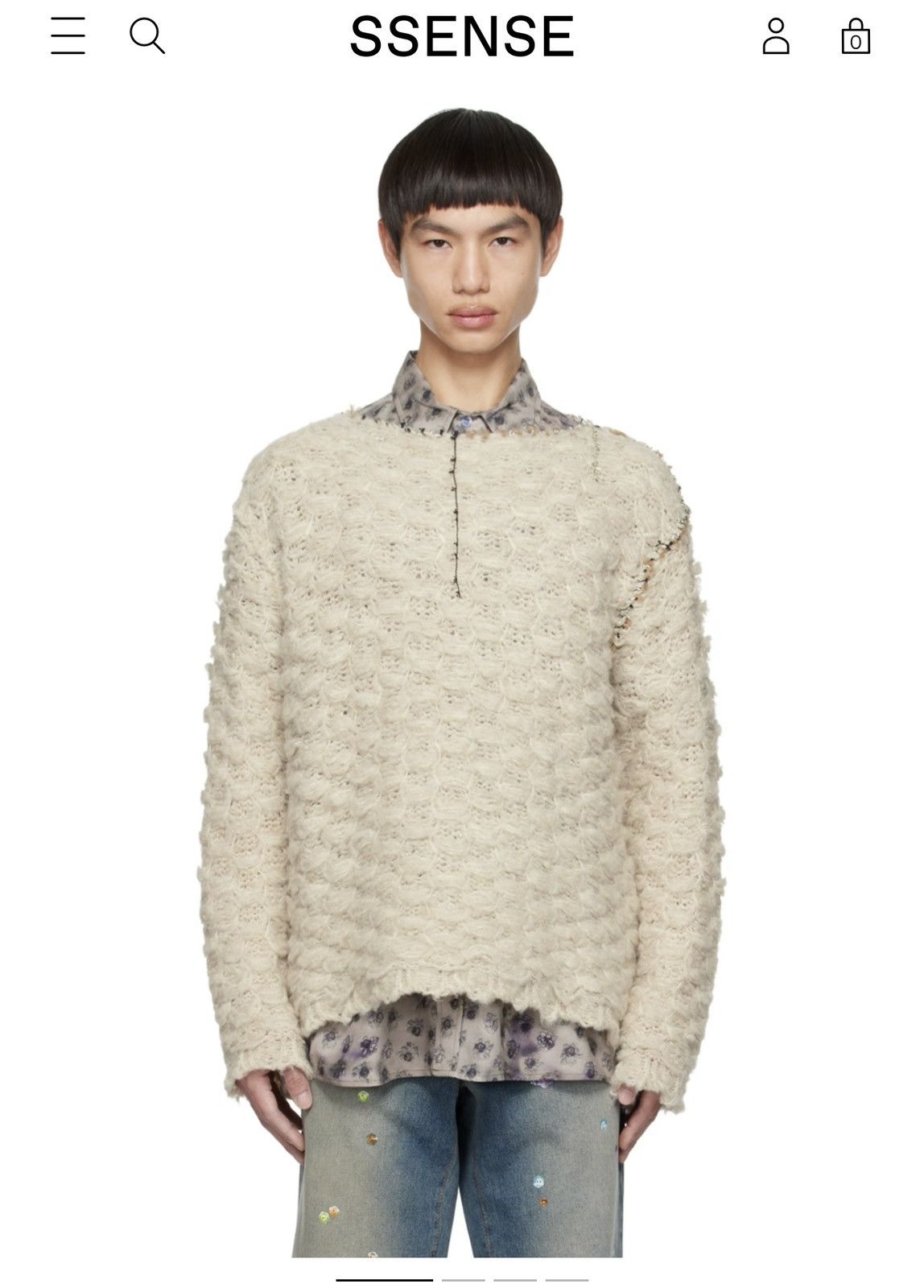 Acne Studios Acne Studios Off White Distressed Embellished Sweater Size US M / EU 48-50 / 2 - 1 Thumbnail