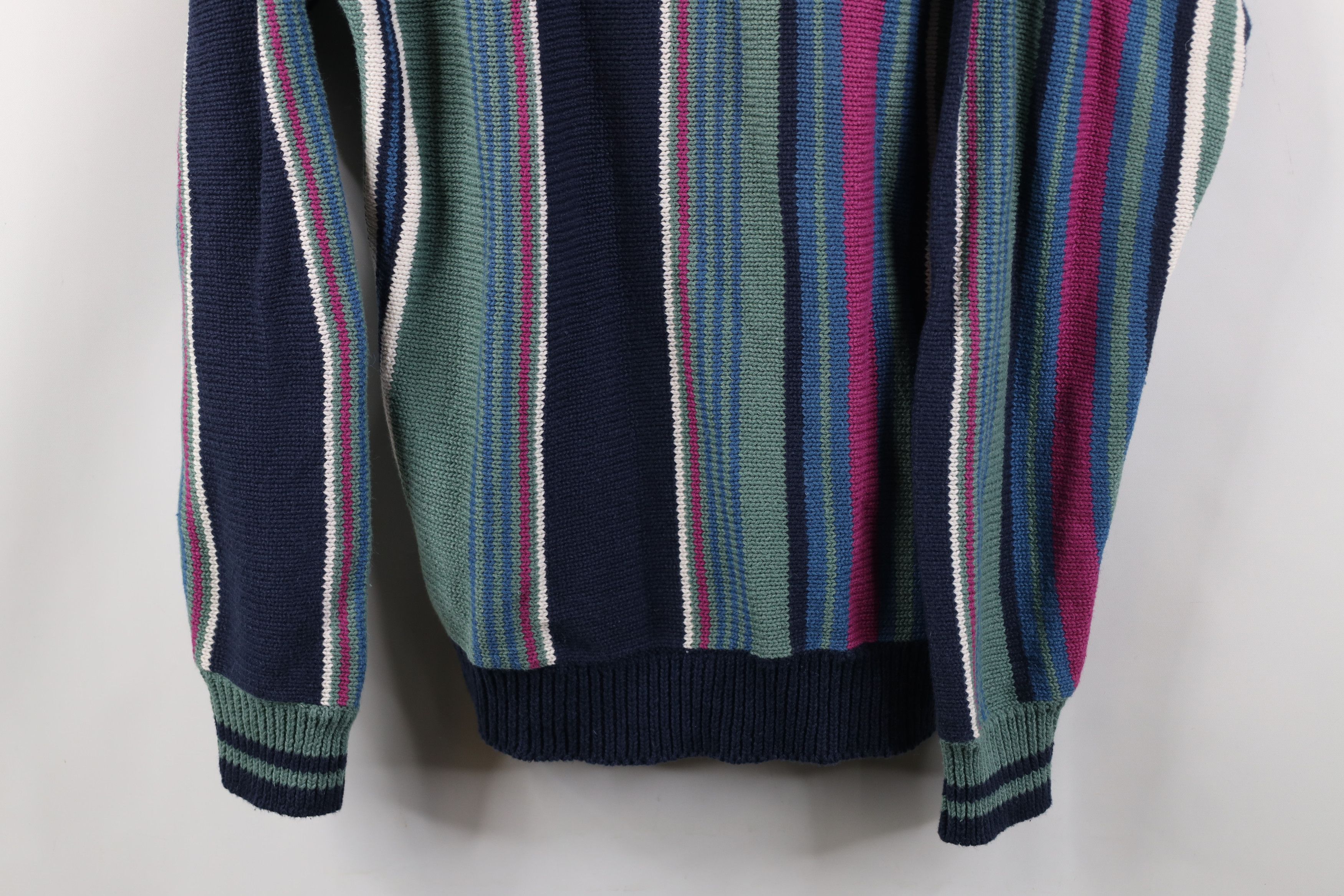 Vintage Vintage 90s Streetwear Cotton Knit Striped Panel Sweater Size US M / EU 48-50 / 2 - 3 Thumbnail