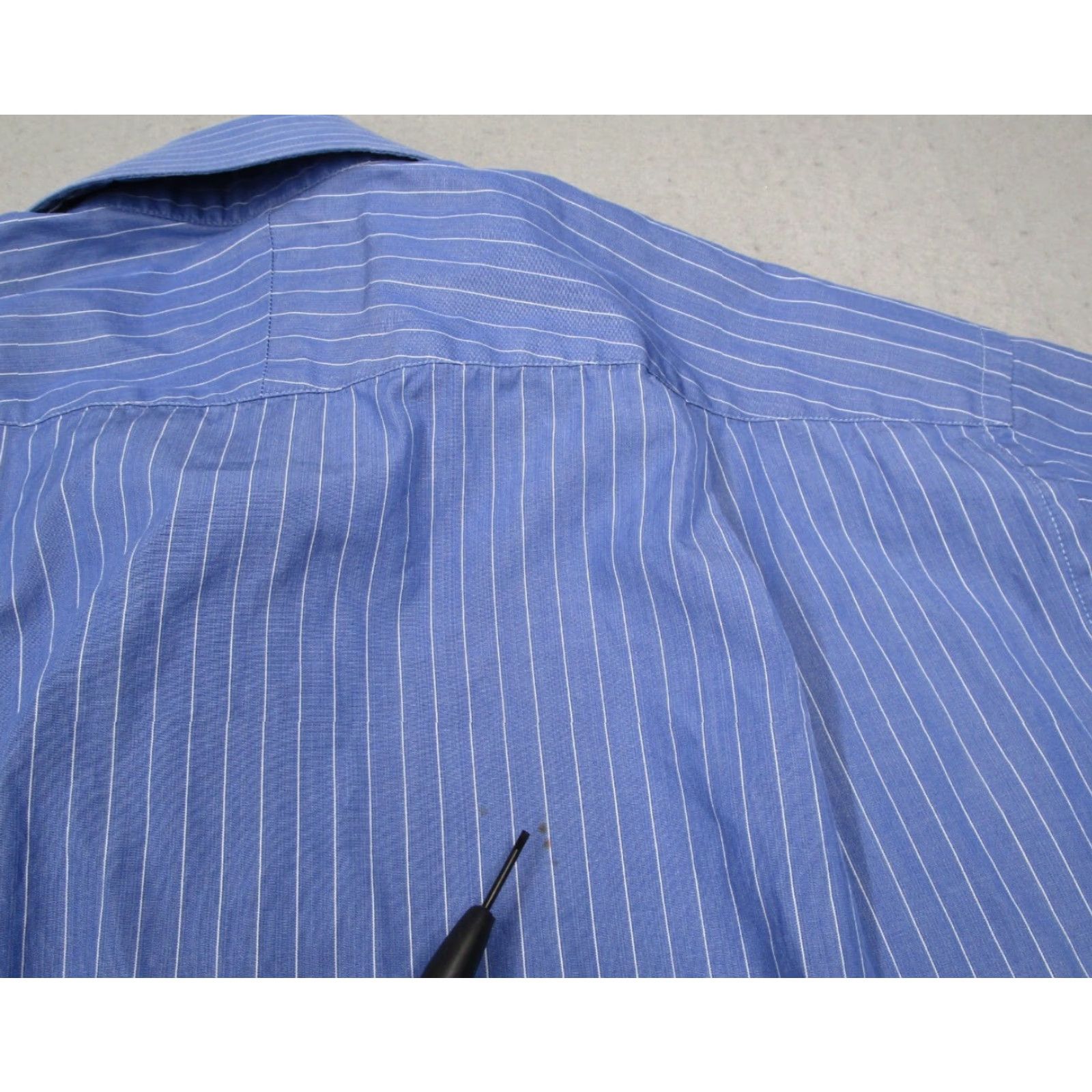 Charles Tyrwhitt VINTAGE Charles Tyrwhitt Dress Shirt Men 34 Slim Blue Stripe Long Sleeve Button Up French Cuffs Business Casual Wedding Collar Shirt Size 34R - 7 Thumbnail