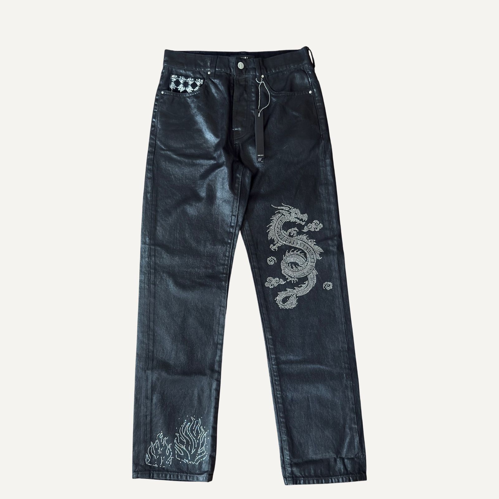 Amiri 29 x 32 - Amiri Waxed MA Quad Printed Interior Skinny Jeans Size US 29 - 1 Thumbnail