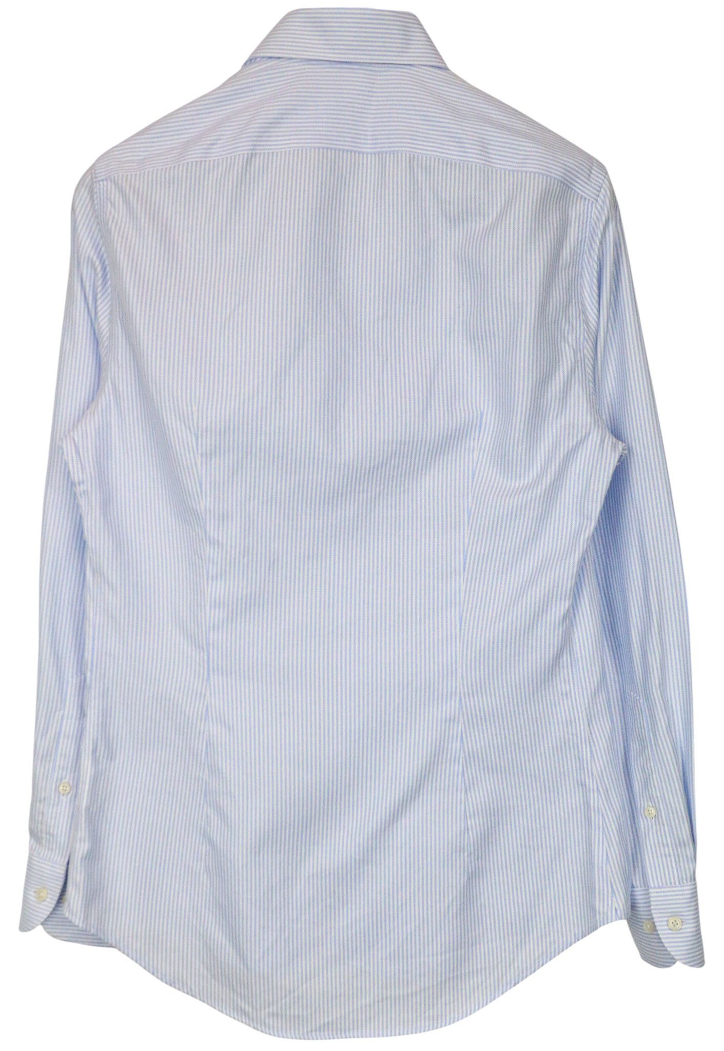 Suitsupply 37/14 1/2 Extra Slim Blue Cotton Striped Shirt 79357 Size US M / EU 48-50 / 2 - 2 Thumbnail