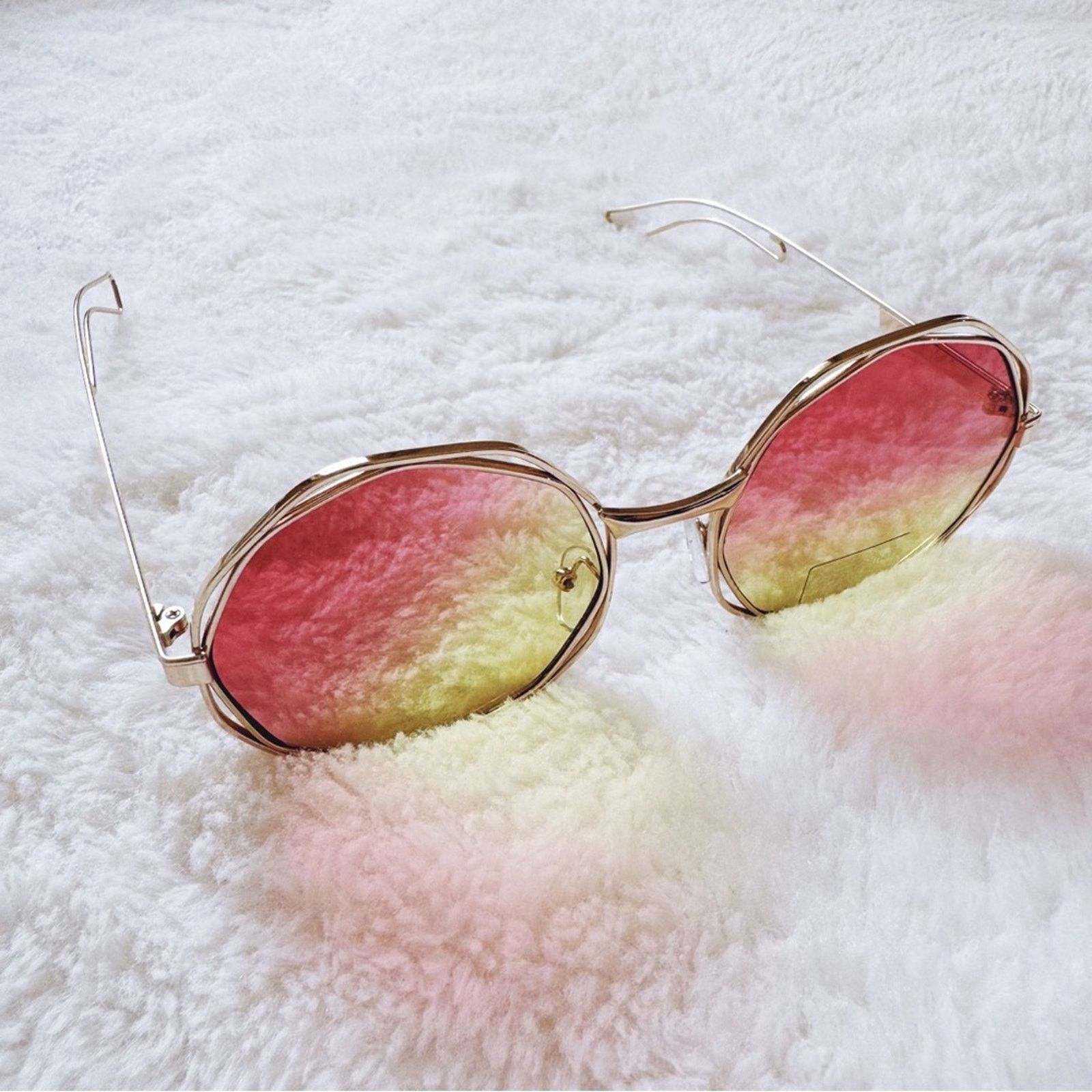 Other Seraphina Pink & Yellow Geometric Sunglasses Size ONE SIZE - 6 Thumbnail