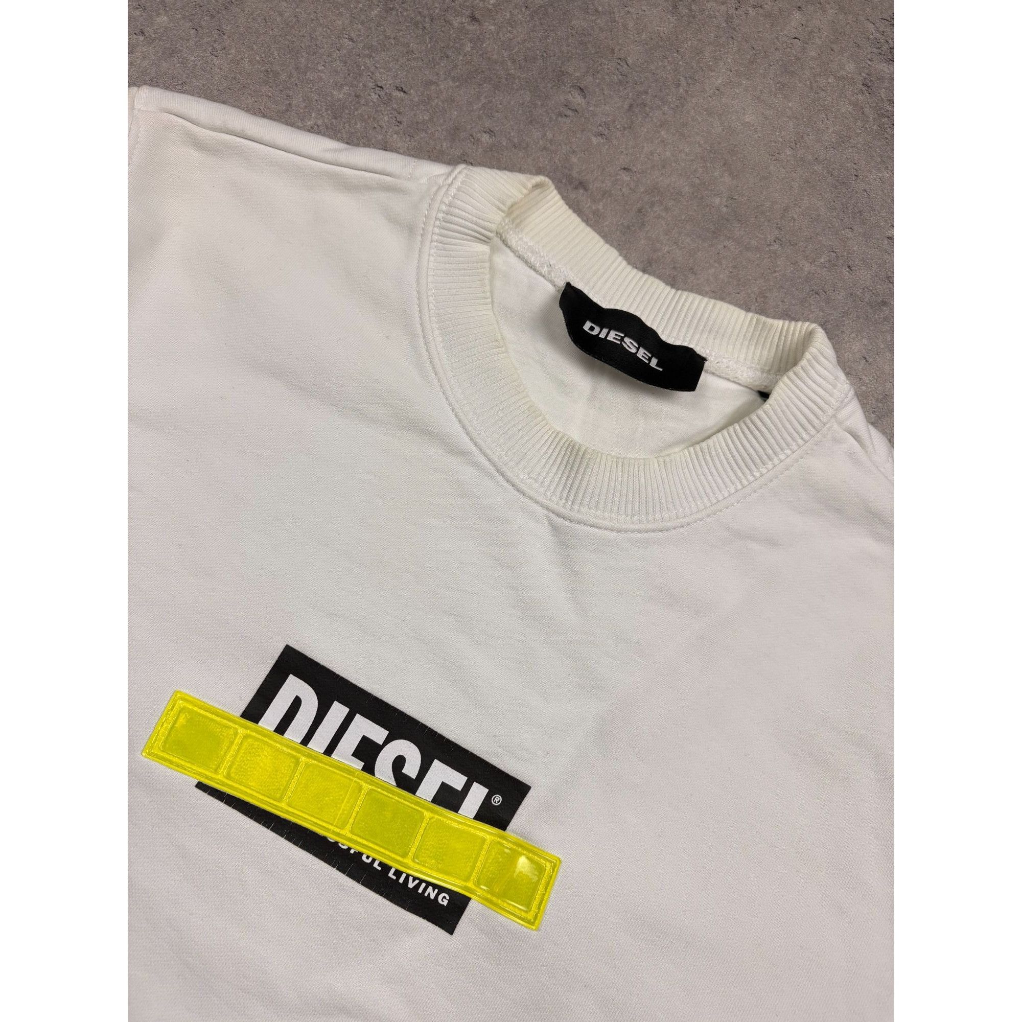 Diesel Diesel Mens White Sweatshirt With Neon Accents Size S Cotton Size US S / EU 44-46 / 1 - 3 Thumbnail