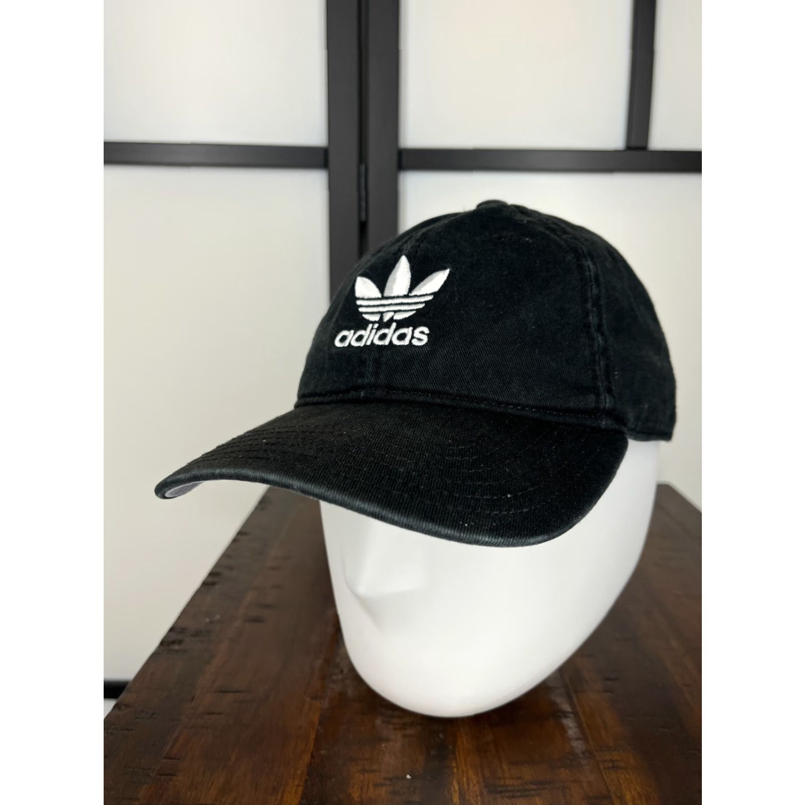 Adidas adidas Hat Cap Strap Back Adult One Size Black Cotton Twill Trefoil Embroidered Size ONE SIZE - 4 Thumbnail