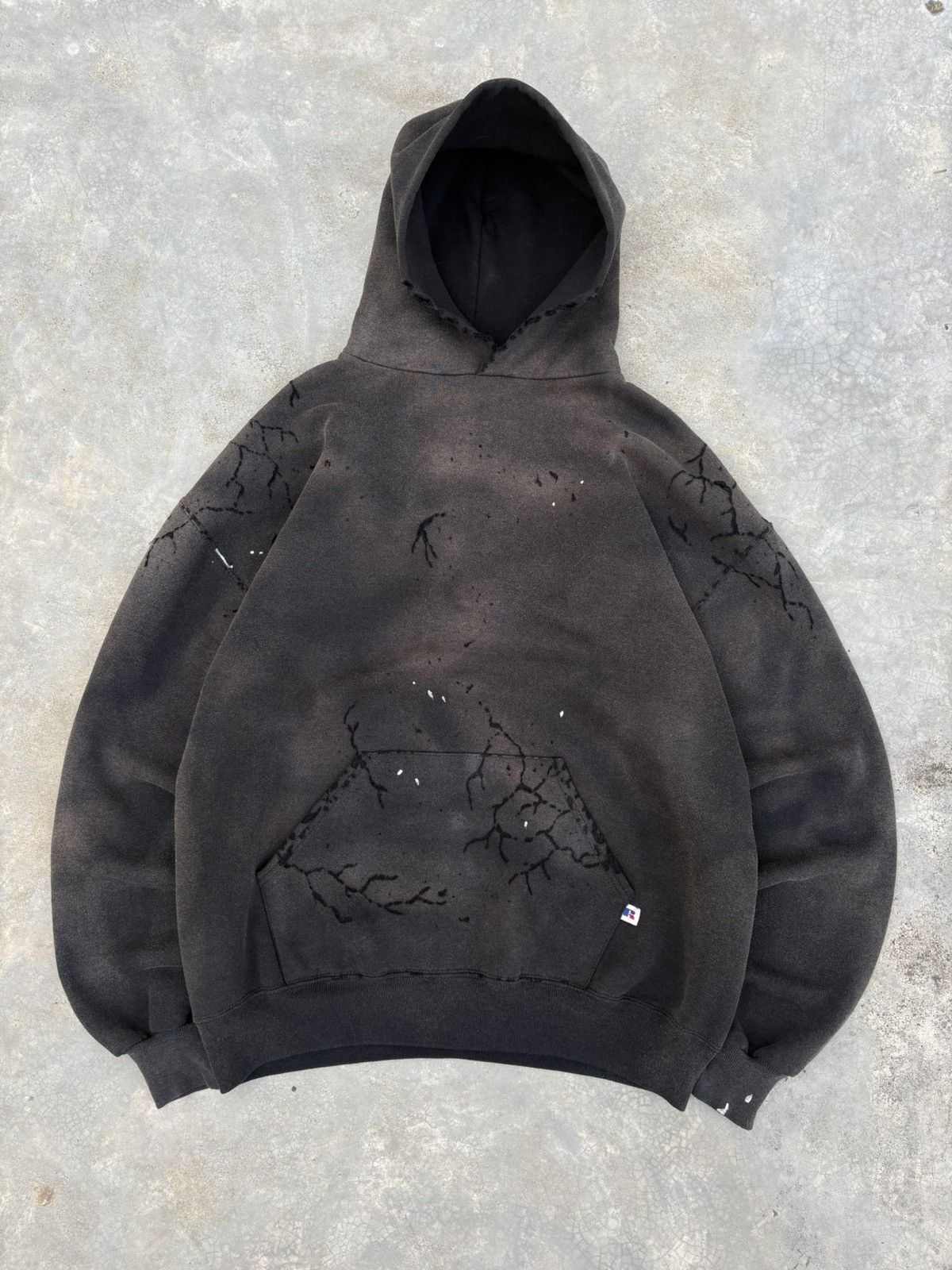 Vintage 90s Thrashed & Faded Black RUSSELL Athletic Hoodie Size US XL / EU 56 / 4 - 1 Thumbnail
