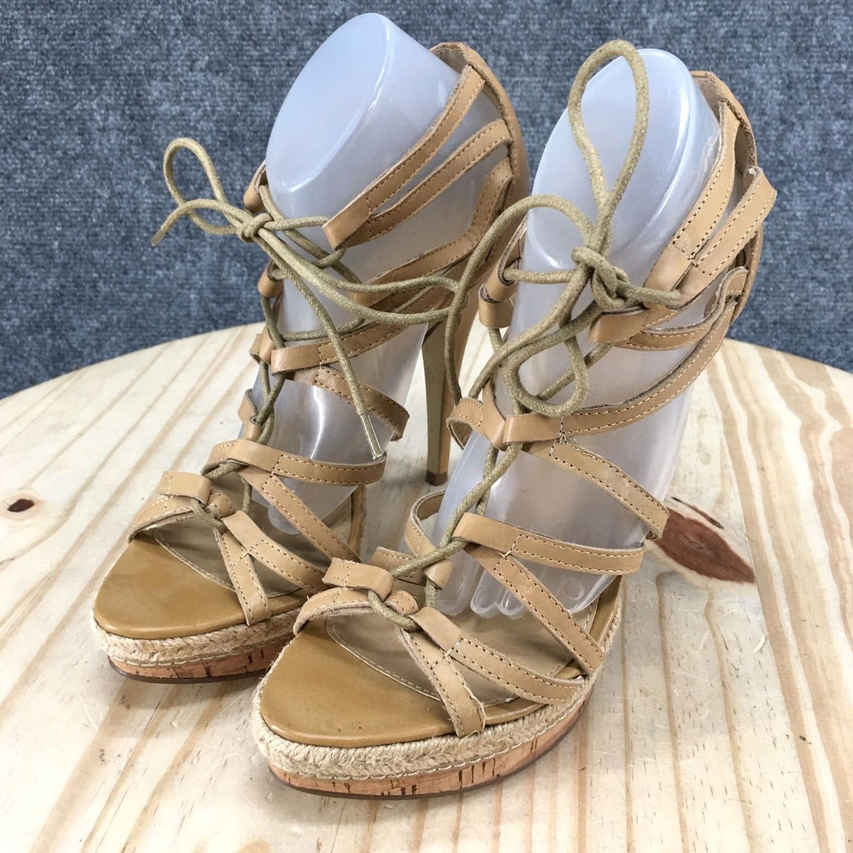 Chinese Laundry Chinese Laundry High Heels Womens 7.5 M Stileto Gladiator Strappy Lace Up Beige Open Toe - 7.5 US Size - 38 EU Size US 8 / IT 38 - 6 Thumbnail