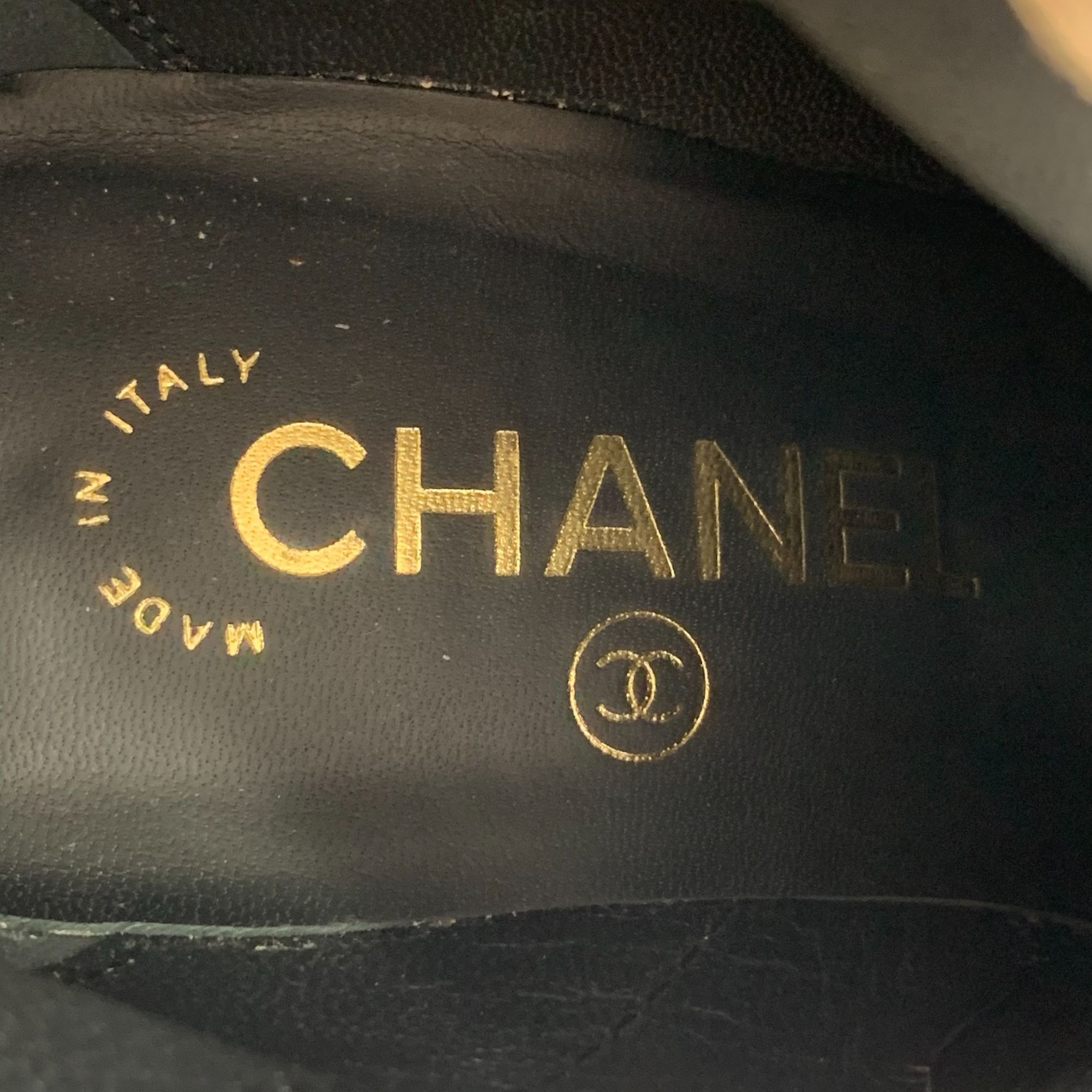 Chanel Chanel Womens Black Leather Ankle Boots With Gold Chain Acce Size US 5 / IT 35 - 7 Thumbnail