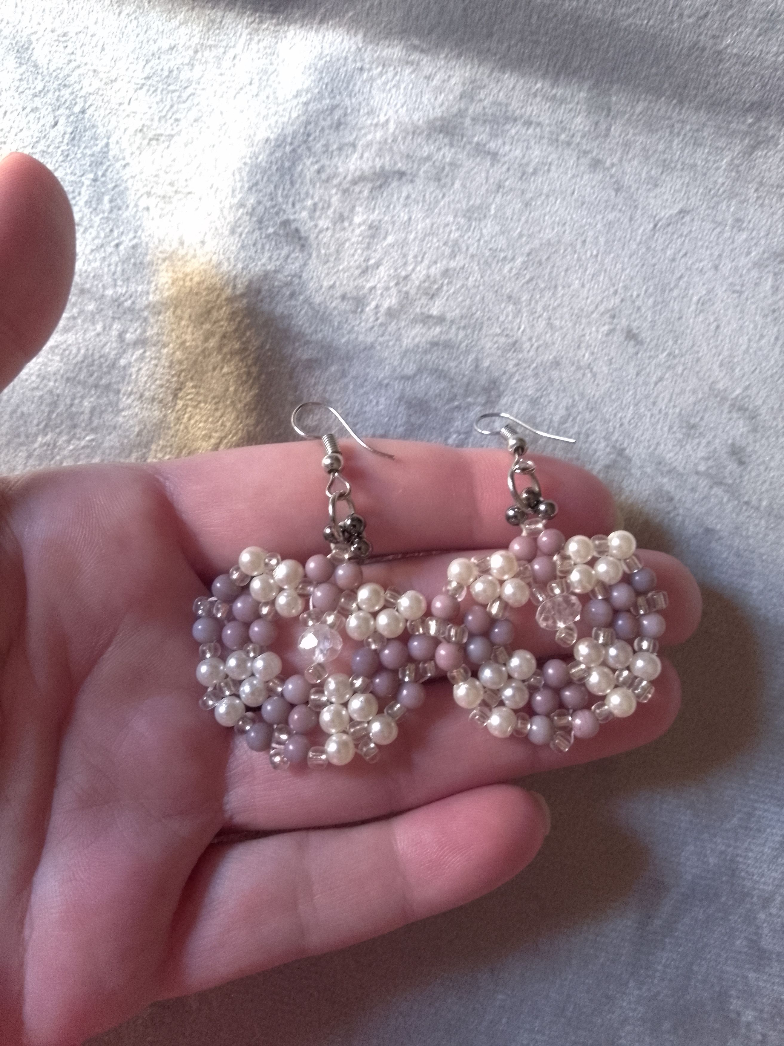 Handmade Necklace earrings. Elegant. Ivory and brown pearls Size ONE SIZE - 5 Thumbnail