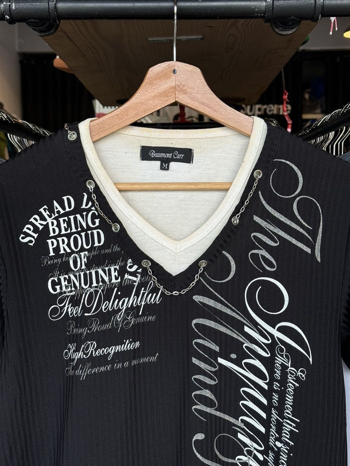Japanese Brand Y2K Beaumont Carr Skull Punk Riot Poem Chain Tees Size US M / EU 48-50 / 2 - 2 Thumbnail