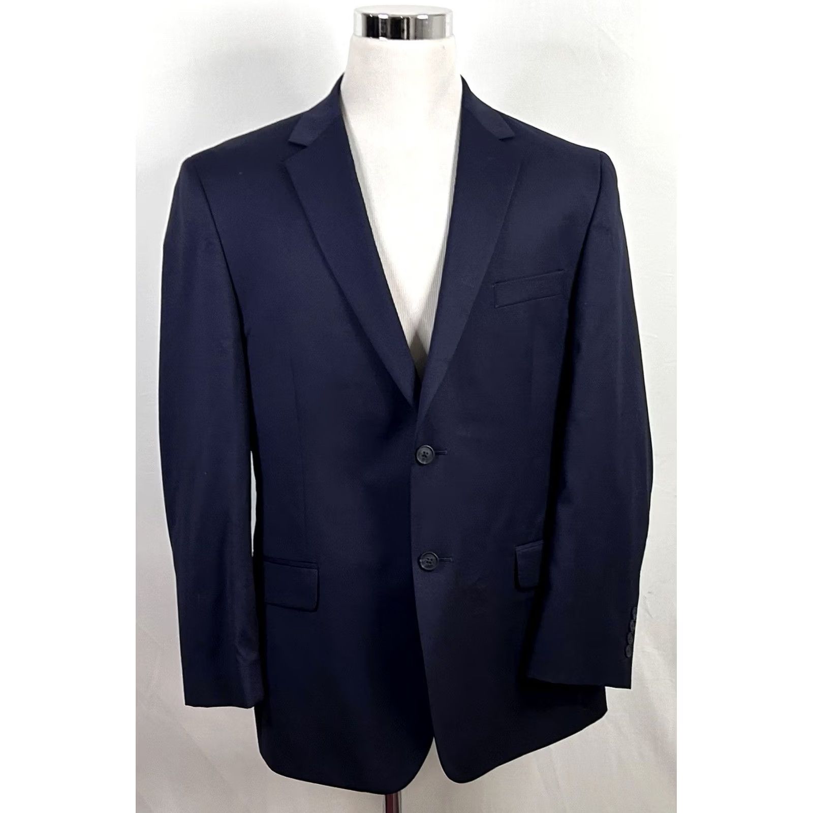 Pronto Uomo Pronto Uomo Sport Coat 46R Dark Blue Wool Two Button Double Vented Mens Size US XS / EU 42 / 0 - 2 Thumbnail