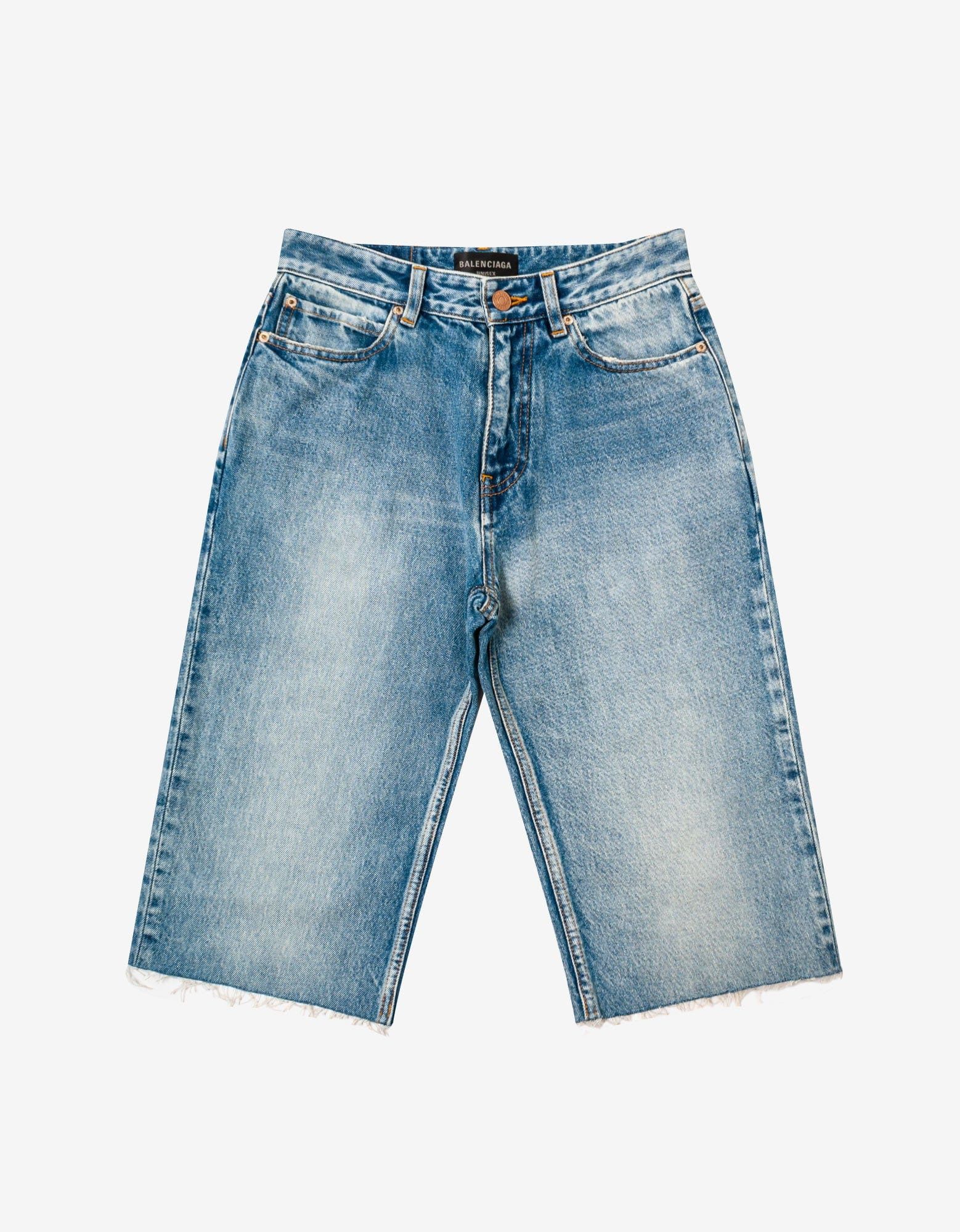 image of Balenciaga Blue Slim Denim Shorts, Men's (Size 30)