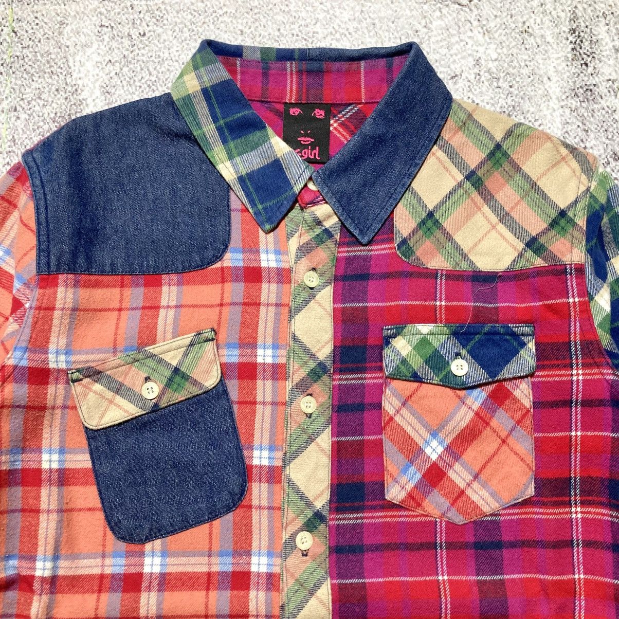 Japanese Brand 2000s X-girl Patchwork Double Pocket Button Up Shirt Lgb Size US M / EU 48-50 / 2 - 3 Thumbnail