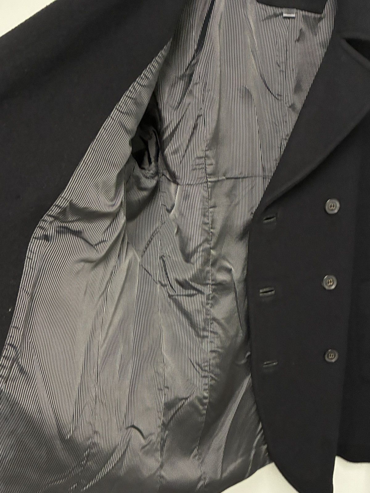 John Varvatos Black leather collar peacoat jacket EU 52 USA 42 Size US L / EU 52-54 / 3 - 11 Thumbnail