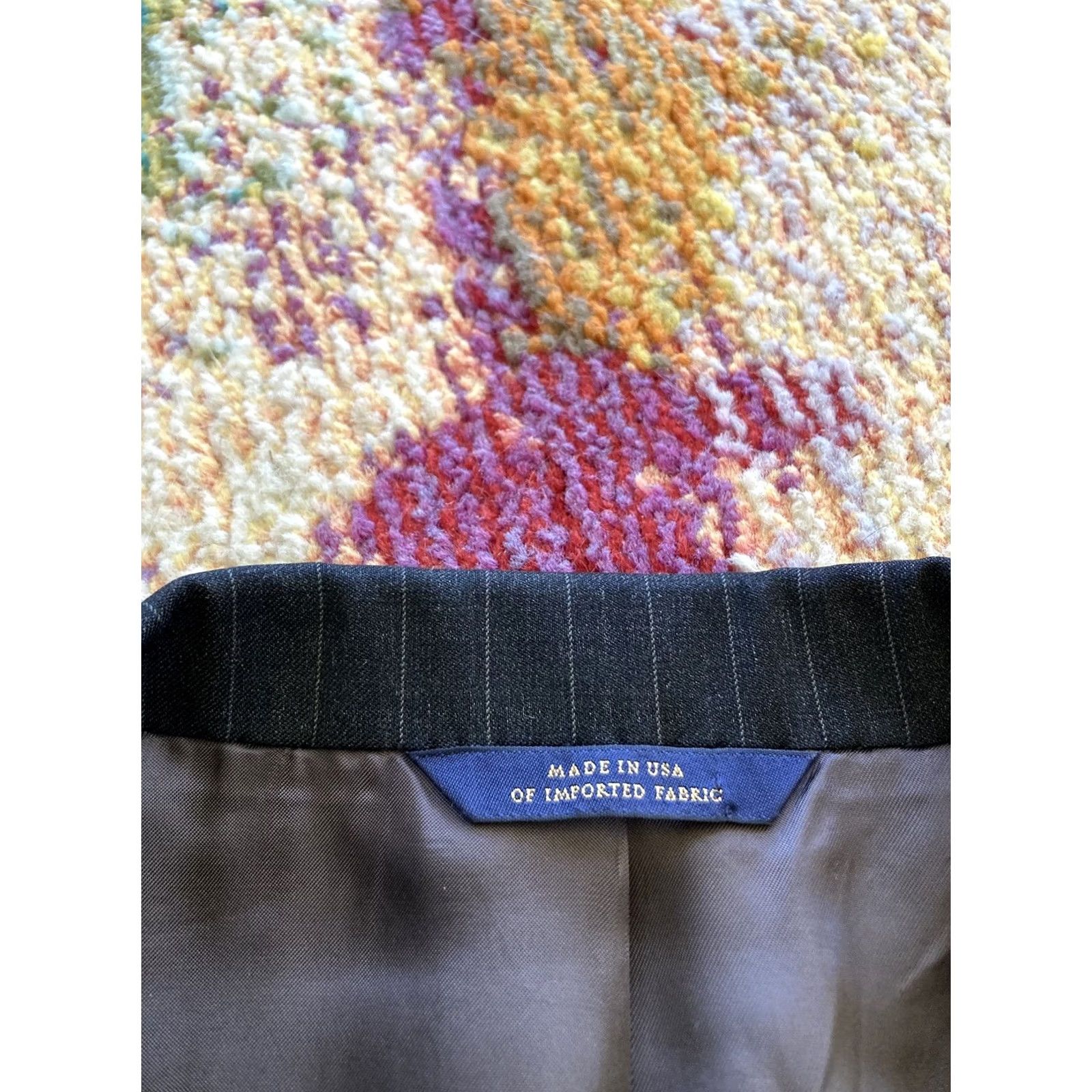 Brooks Brothers Brooks Brothers Blazer Mens 46L Madison 1818 Wool Charcoal Pinstripe Single-Breasted Two-Button Notch Lapel Long 2 Piece Regular Travel Mens Version Size 46R - 5 Thumbnail