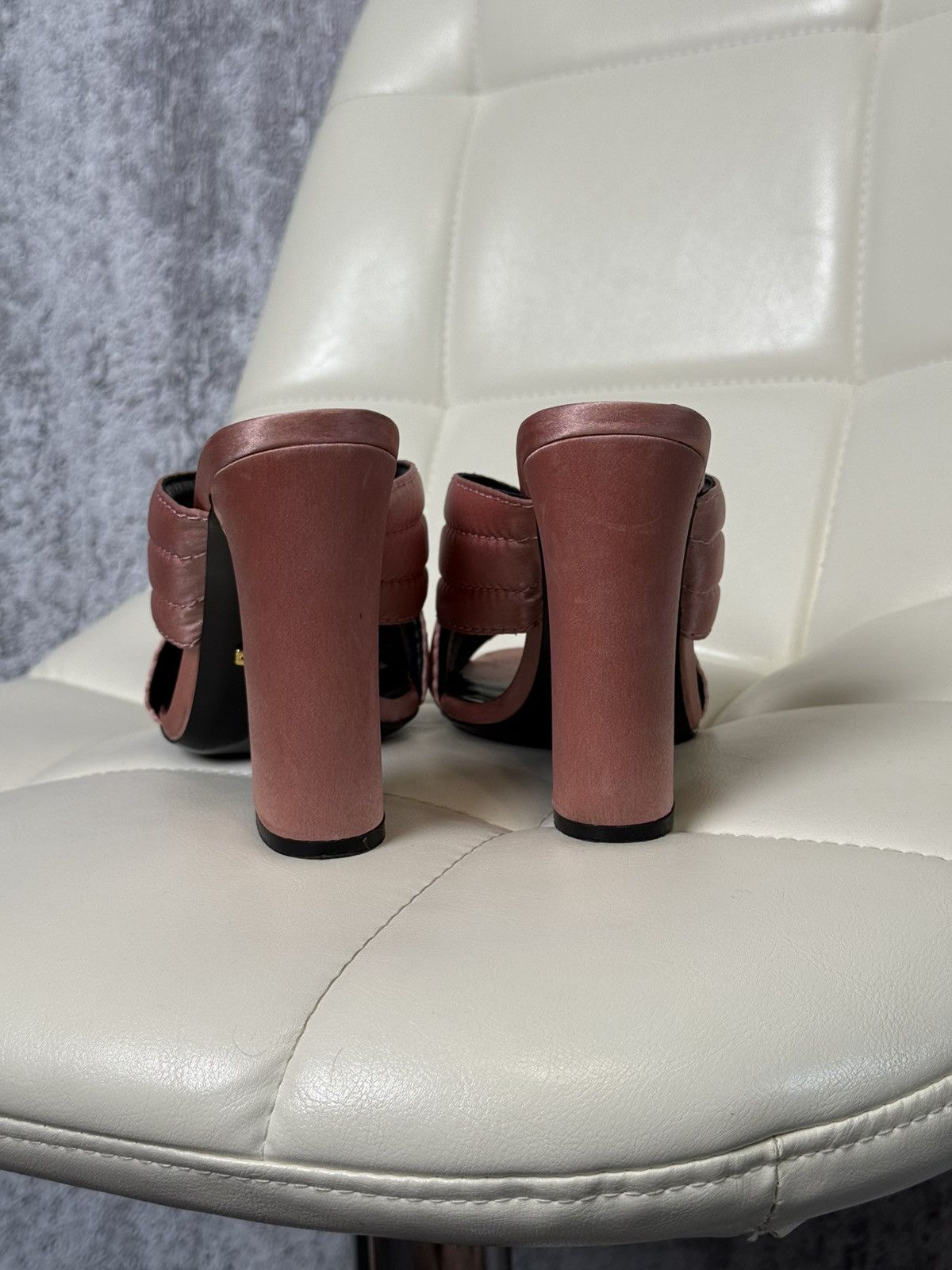 Gucci Gucci Crossover Satin Quilted Mule Sandals Block Heel Slides Size US 9 / IT 39 - 20 Thumbnail