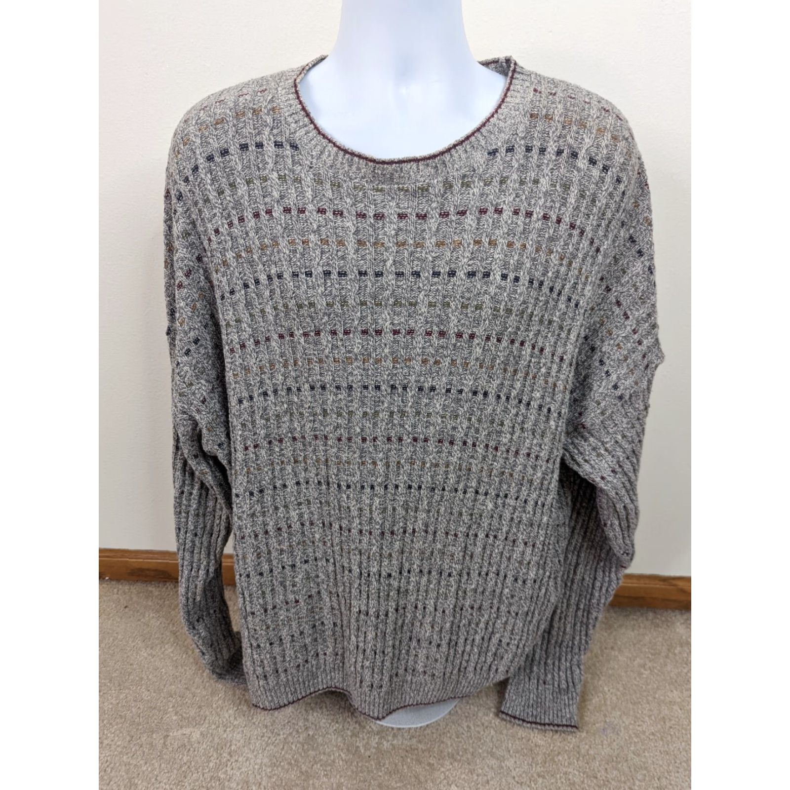 Vintage VINTAGE 90s Liberty Sweaters Mens 2XL Gray Pullover Knit Sweater Striped Grunge S10 Size US XXL / EU 58 / 5 - 2 Thumbnail