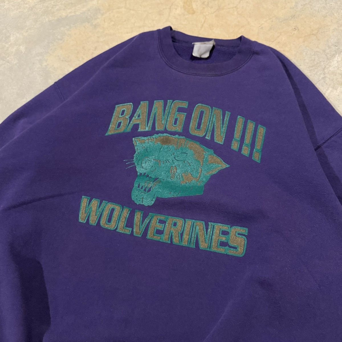 Vintage 1990s Bang On Wolverines Faded College Crewneck ERD Grunge Size US XL / EU 56 / 4 - 3 Thumbnail