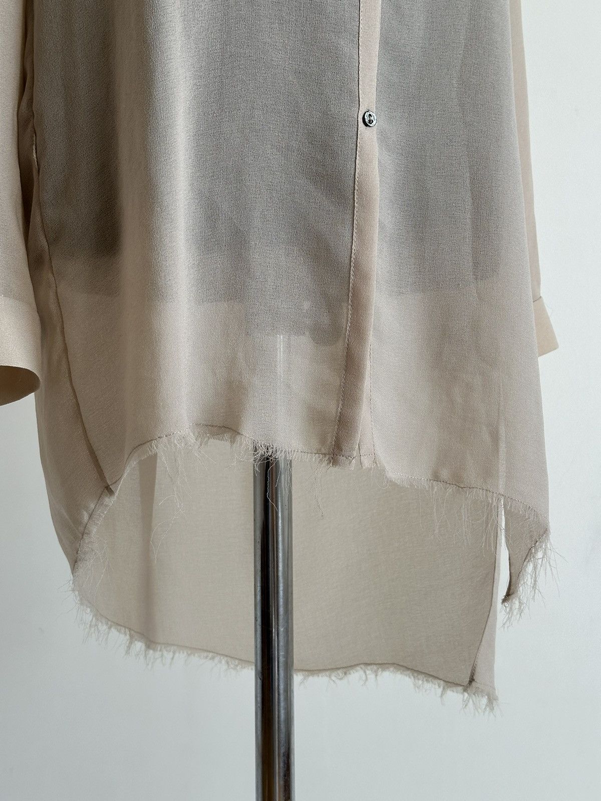 Helmut Lang Helmut Lang USA Raw Hem Leather Button Up Beige Long Shirt Size M / US 6-8 / IT 42-44 - 3 Thumbnail