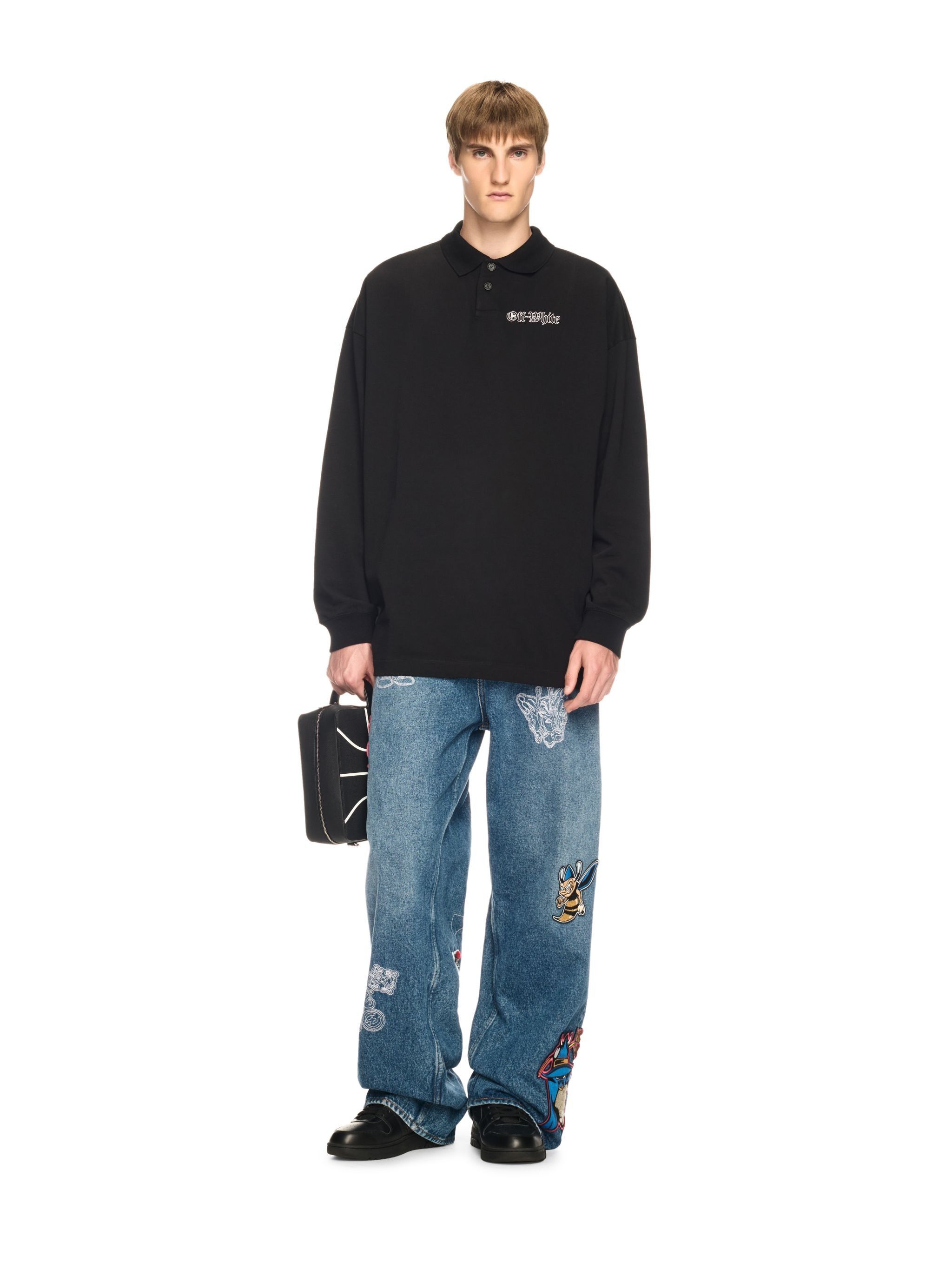 Off-White Black Gang Print Logo Oversized Polo Size US XXL / EU 58 / 5 - 5 Thumbnail