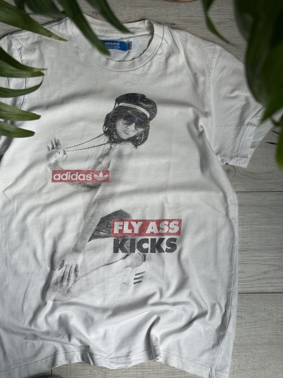 Vintage Adidas T-Shirt Fly Ass Kicks styled Supreme