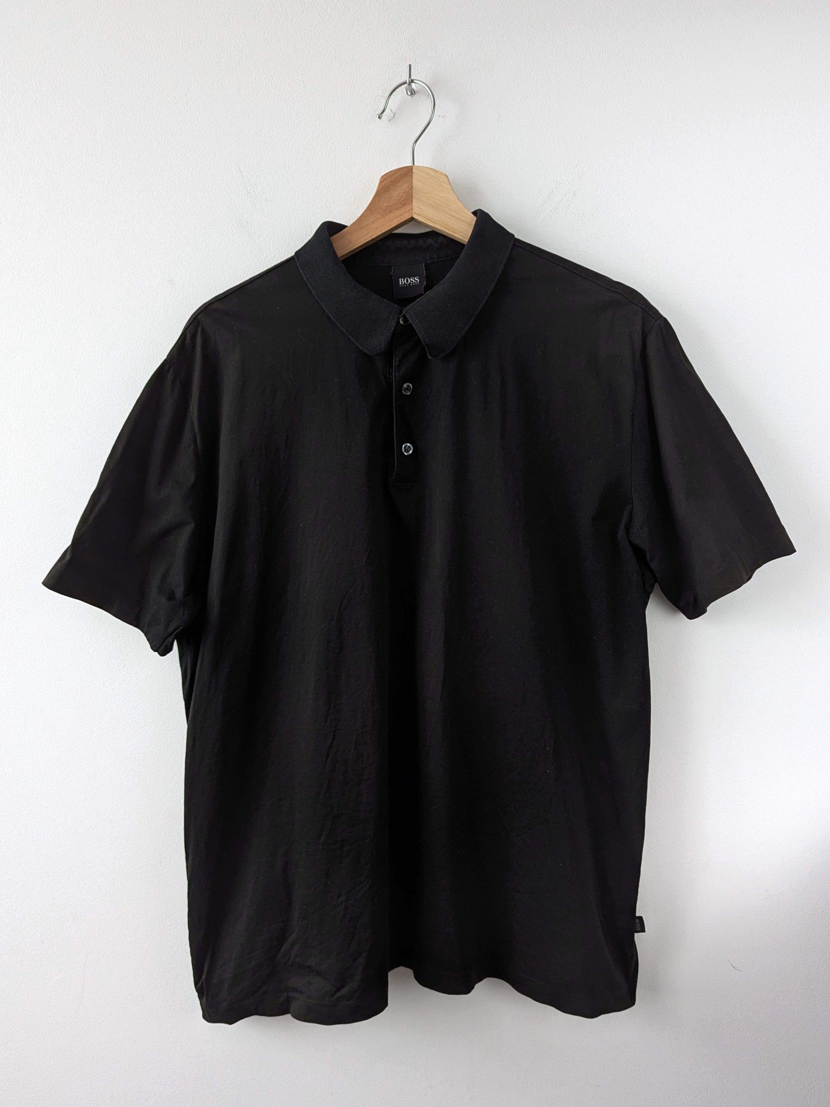 Hugo Boss BOSS Hugo Boss Black Polo Shirt Vintage Size US L / EU 52-54 / 3 - 1 Thumbnail