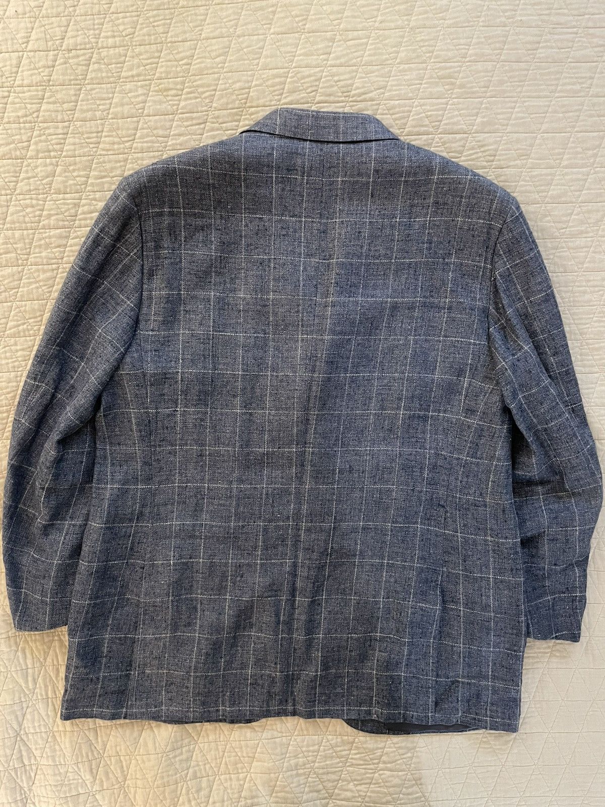 Polo Ralph Lauren × Vintage Windowpane Check Silk and Flax Jacket Size 46R - 4 Thumbnail