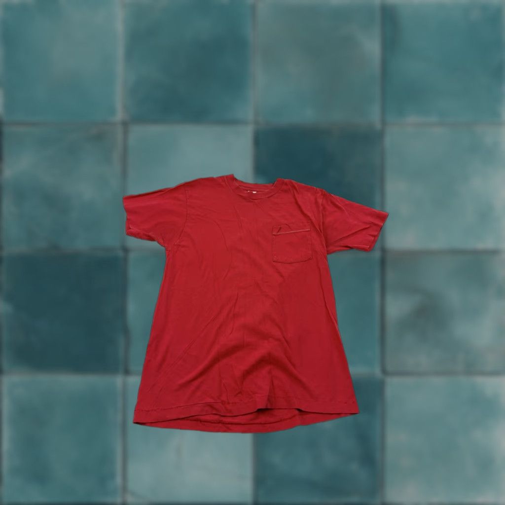 Fruit Of The Loom VINTAGE Fruit of the Loom Shirt Mens XL Pocket Made USA 90s Tee Red Crew Neck Short Sleeve Cotton Size US XL / EU 56 / 4 - 1 Thumbnail