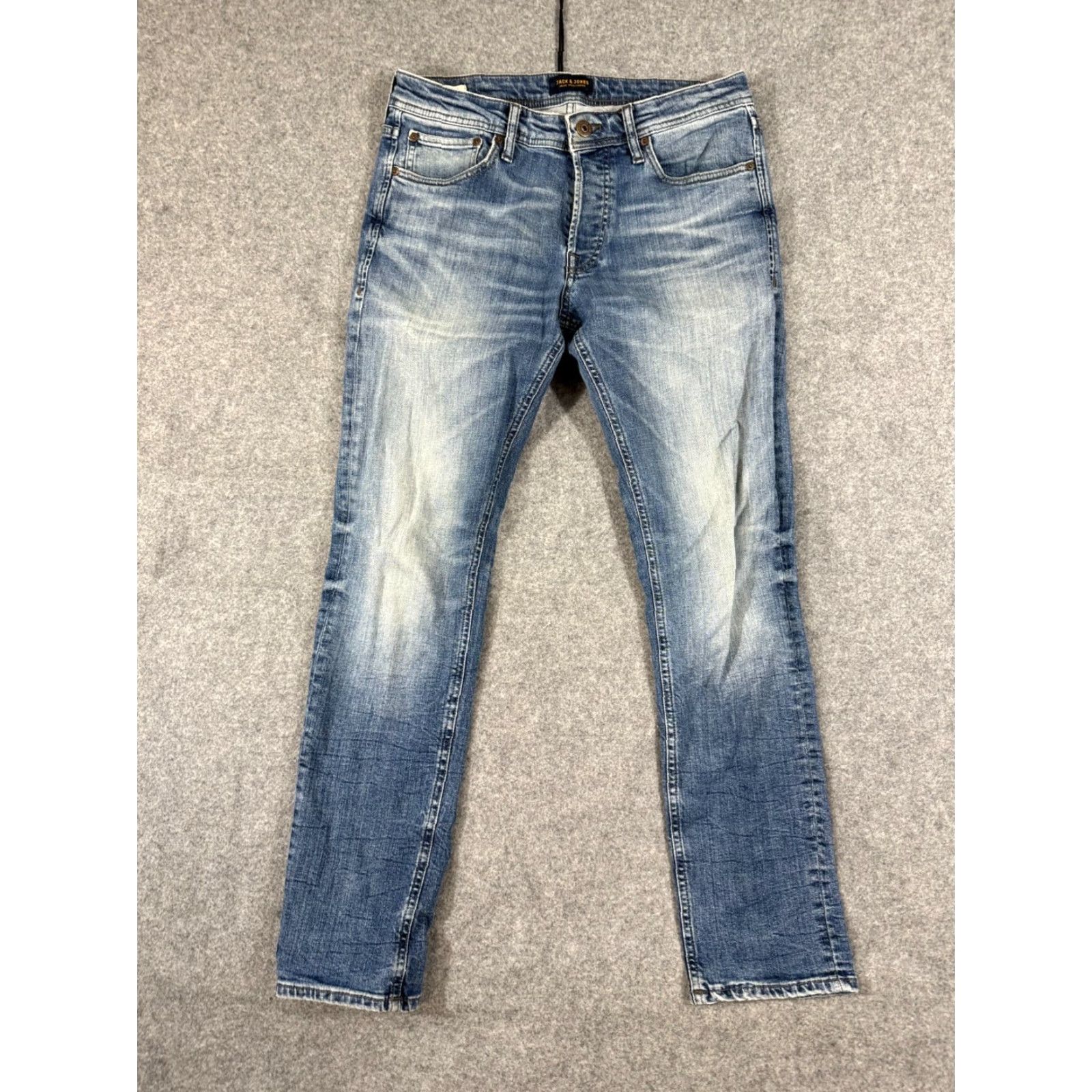 Jack & Jones Jack & Jones Jeans Mens 33/32 Blue Denim Slim Glenn Fit Button Fly Whisker Pockets Jeans Size US 33 - 3 Thumbnail