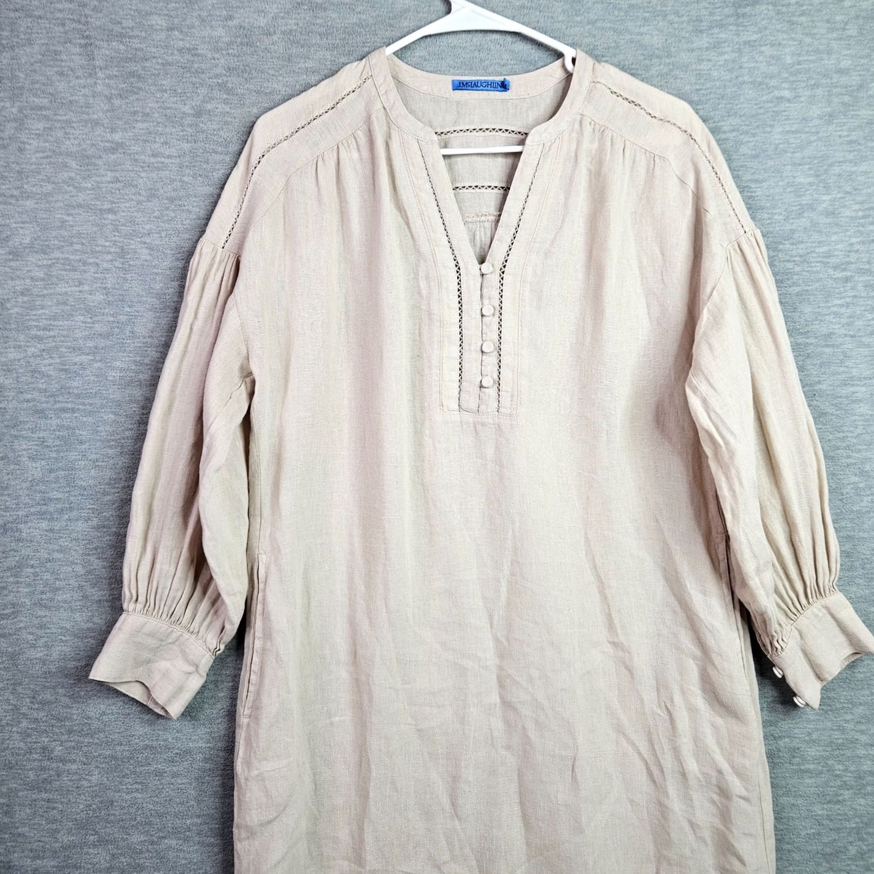 J.McLaughlin J. McLaughlin Nylee Dress Women’s Small Beige Linen Tunic 3/4 Sleeve Casual Size S / US 4 / IT 40 - 3 Thumbnail