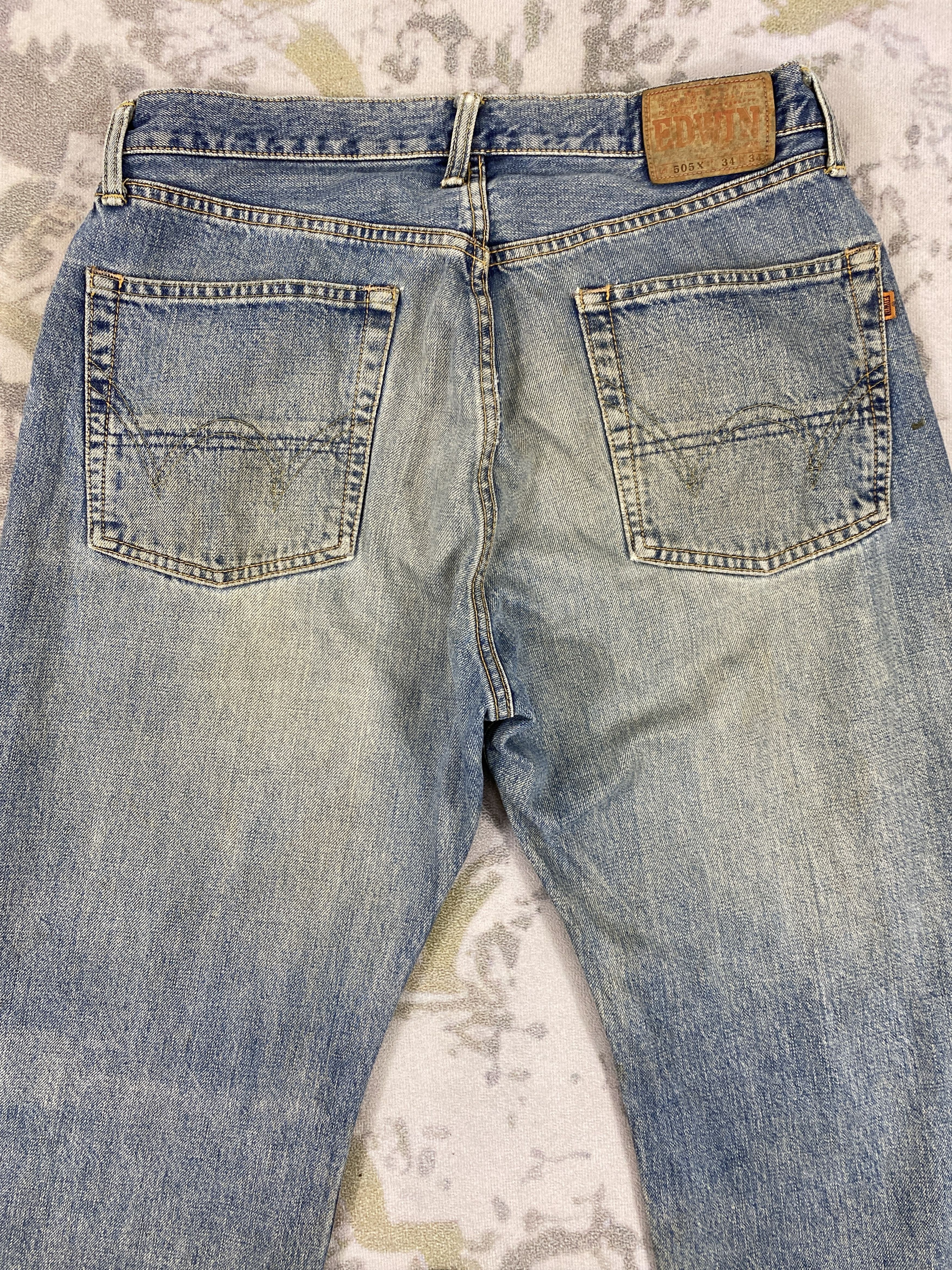 Edwin EDWIN 505X SELVEDGE FADED & RUSTY DISTRESSED DENIM-JN3565 Size US 32 / EU 48 - 4 Thumbnail