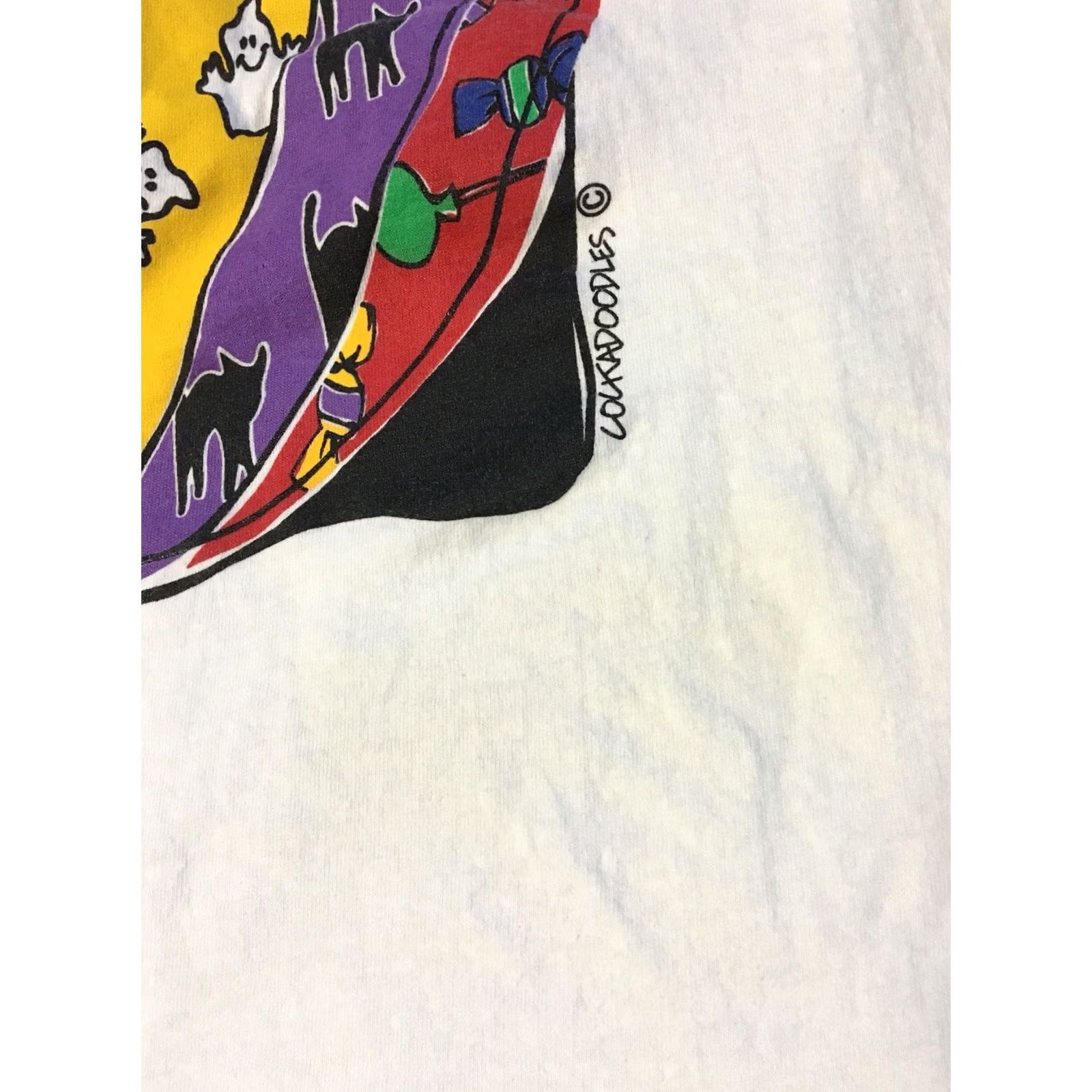 Hanes VINTAGE 90s Halloween Shirt Hanes White 2XL Graphic Tee Ghost Pumpkin Candy Corn Bats Single Stitch Mens Size US XXL / EU 58 / 5 - 4 Thumbnail