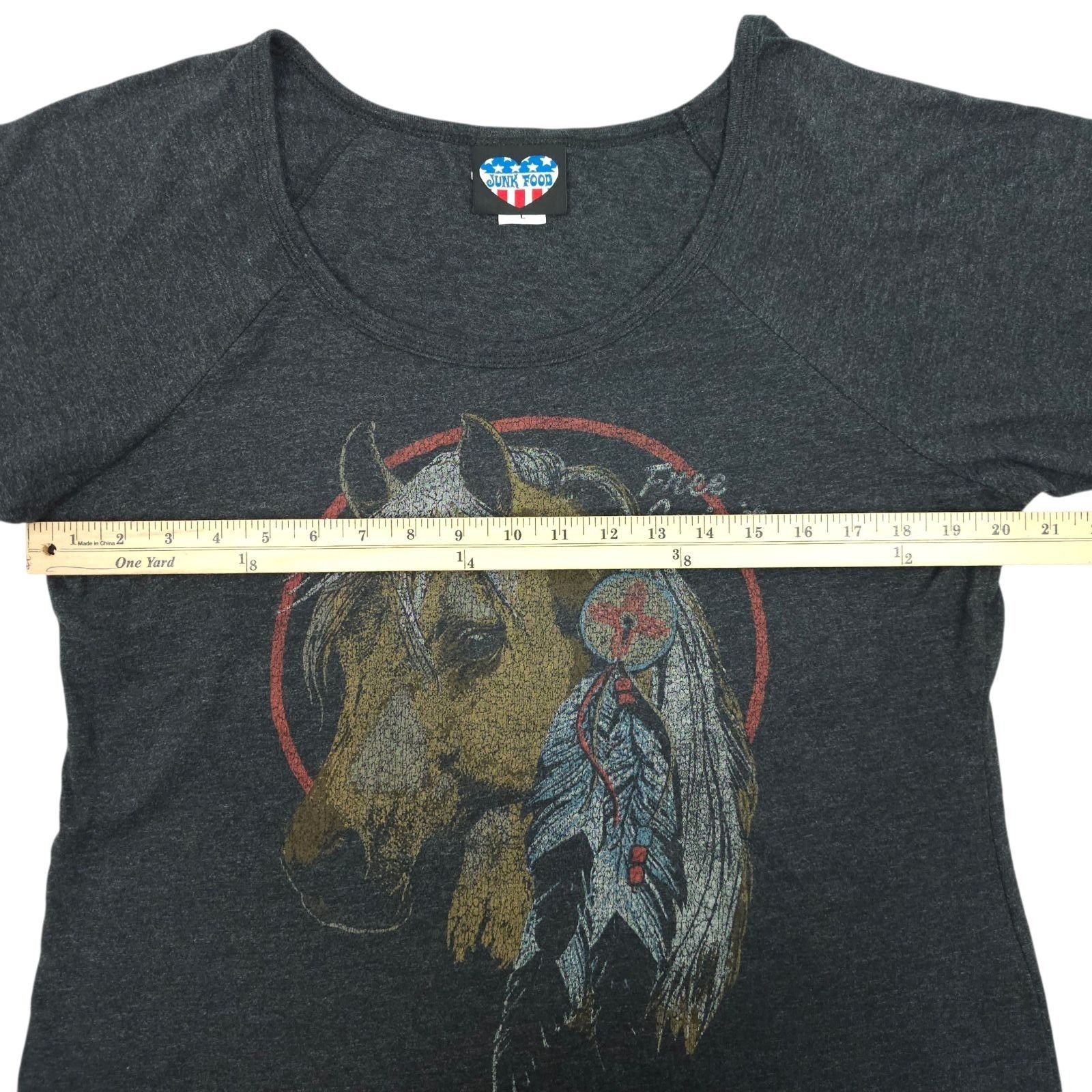 Other Junk Food Clothing Free Spirit Graphic Tee Size L Horse Gray Size L / US 10 / IT 46 - 4 Thumbnail