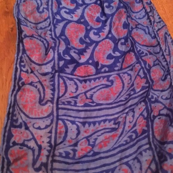 Vintage Vintage Blue & Pink Paisley pure silk Long Scarf Size ONE SIZE - 4 Thumbnail
