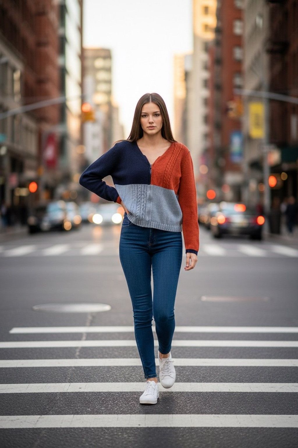 Other Eagles Eye cable knit zip up blue orange sweater cardigan M Size M / US 6-8 / IT 42-44 - 1 Thumbnail