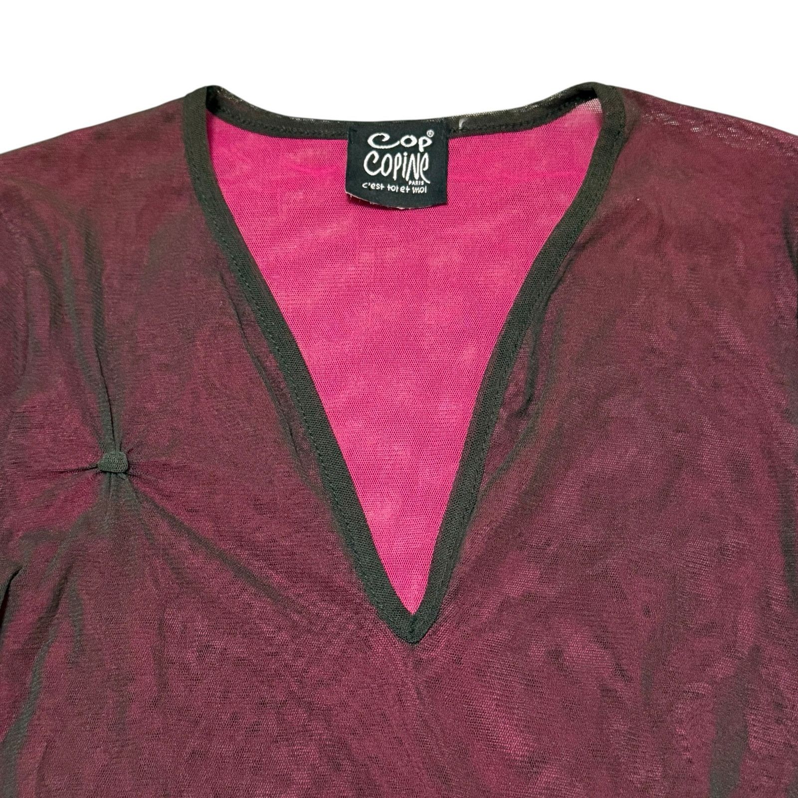 Cop Copine Cop Copine Layered Mesh Top Color Shift Black Pink Y2K Small Size S / US 4 / IT 40 - 3 Thumbnail