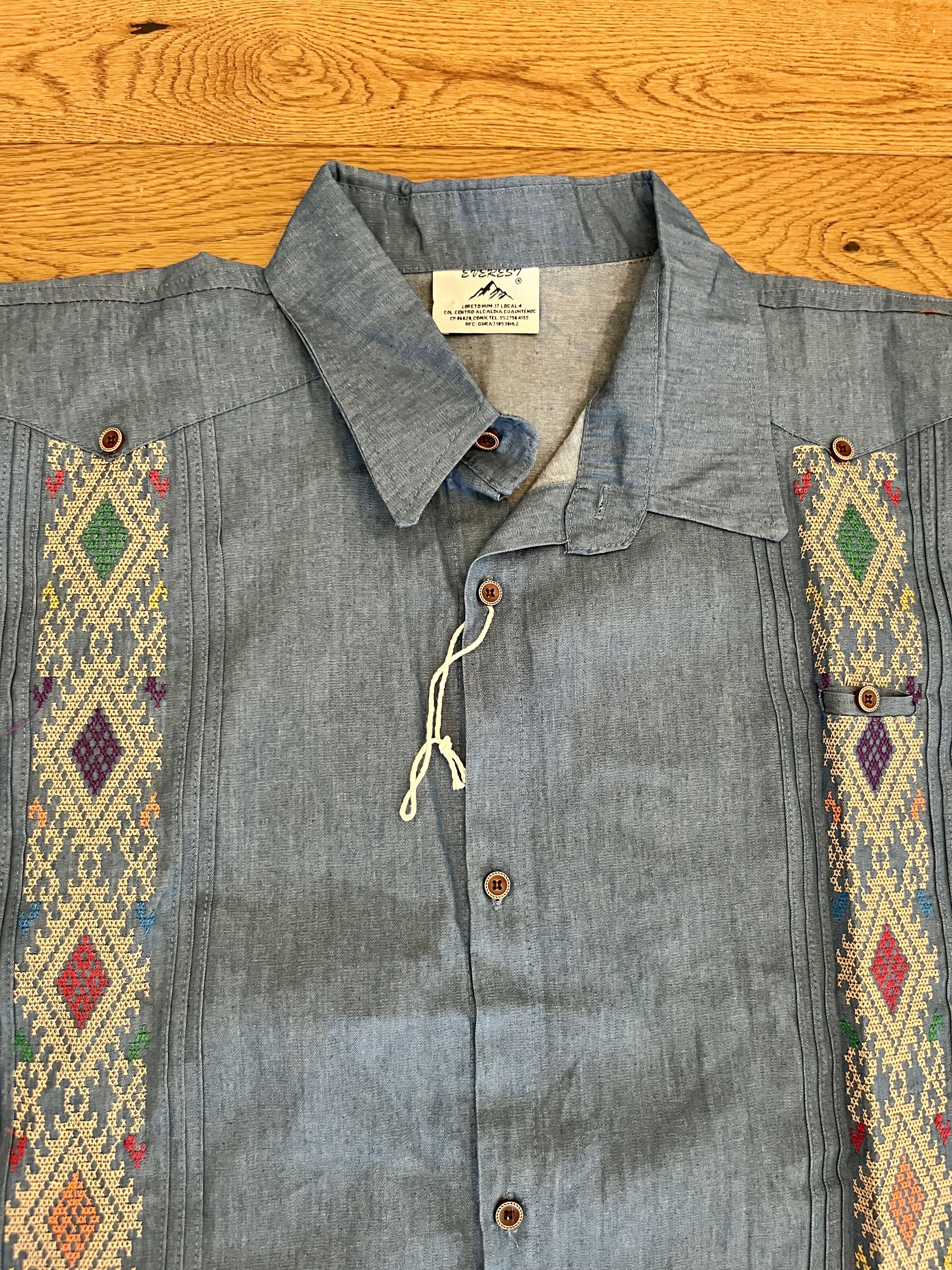 Vintage Vtg Everest Mexico City Embroidered Guayabera Shirt XL Boho Size US XL / EU 56 / 4 - 2 Thumbnail